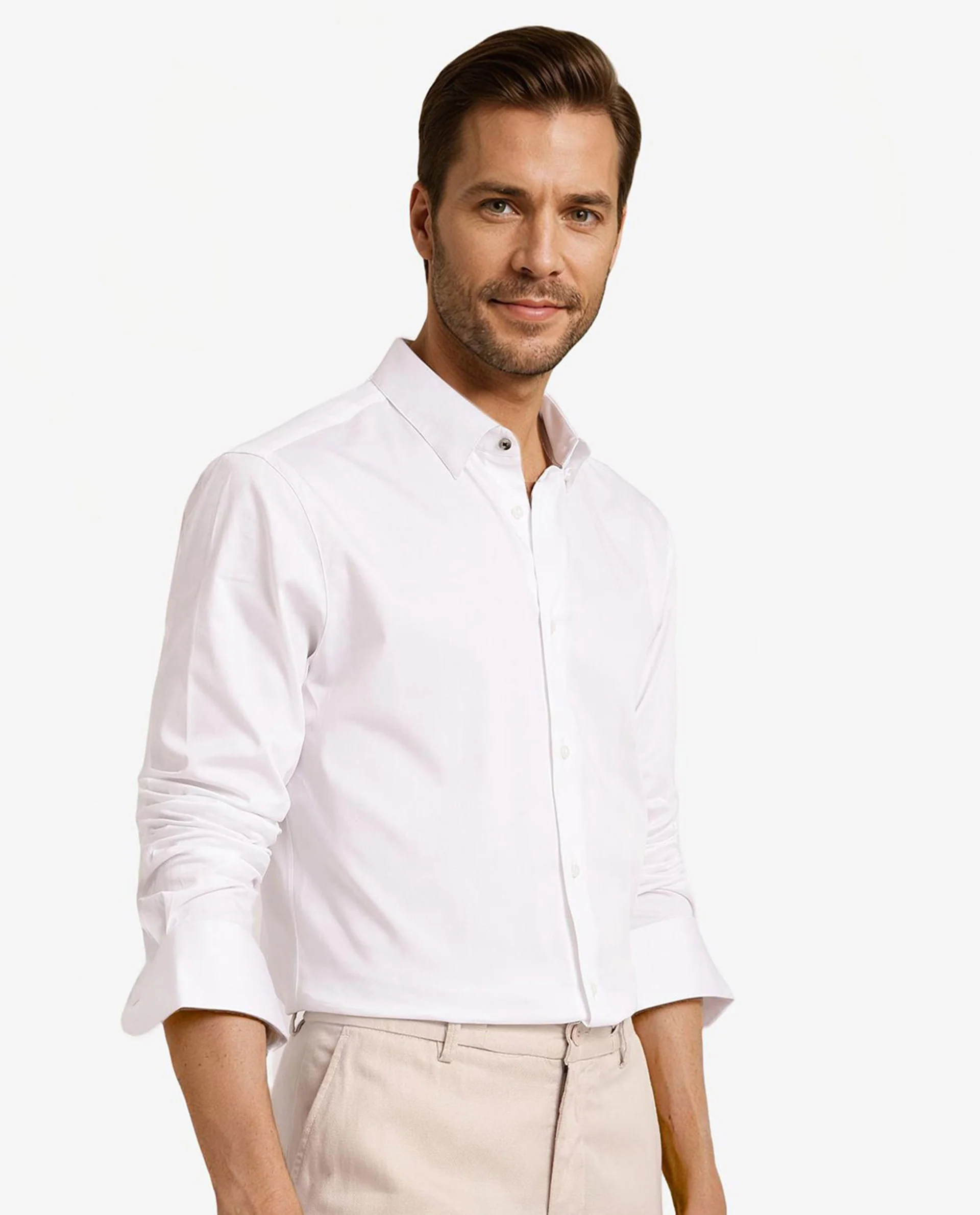 Rare Rabbit Men's Como-5 White Satin Plain Regular Fit Full Sleeve Collared Shirt - Image 4