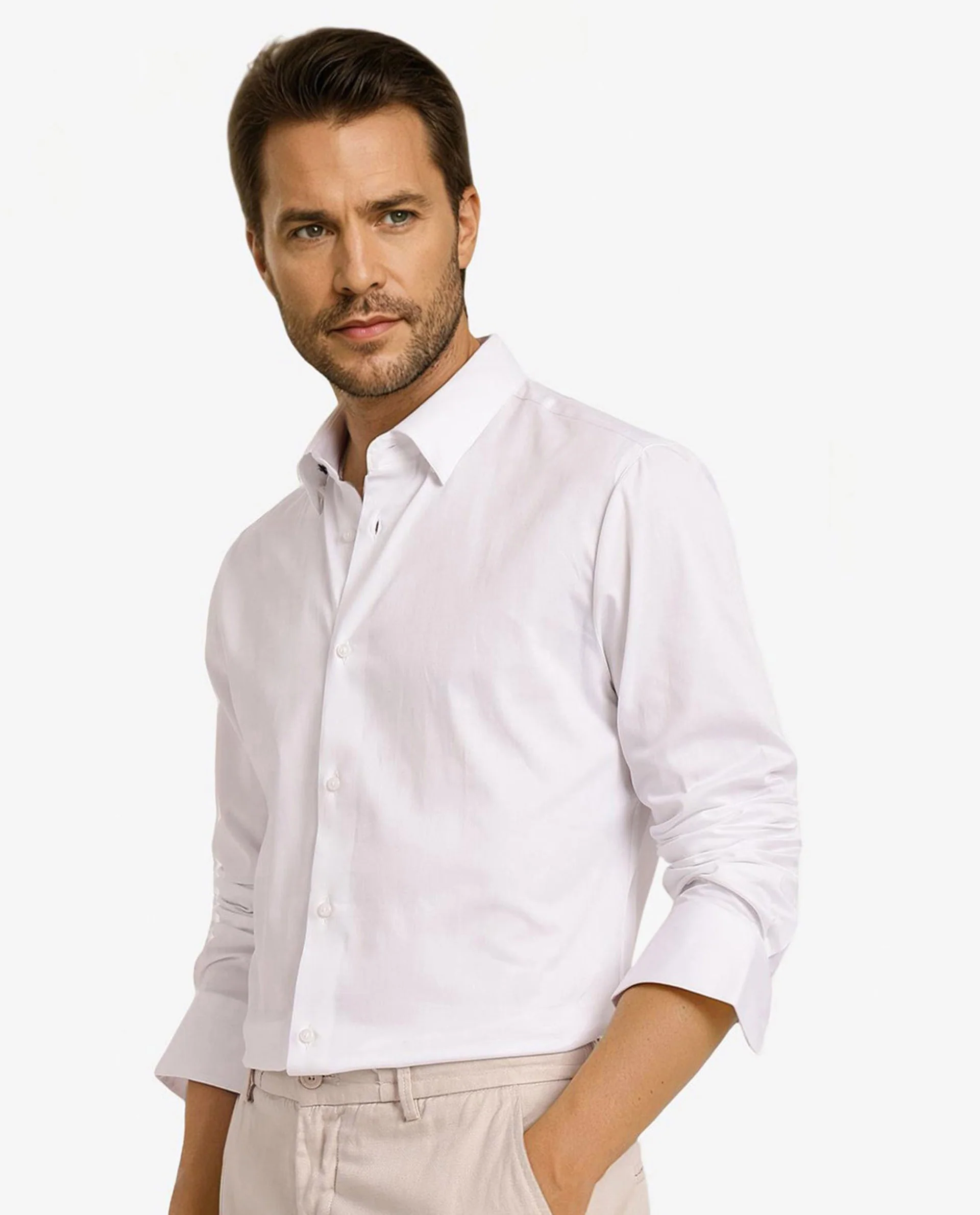 Rare Rabbit Men's Como-5 White Satin Plain Regular Fit Full Sleeve Collared Shirt - Image 6