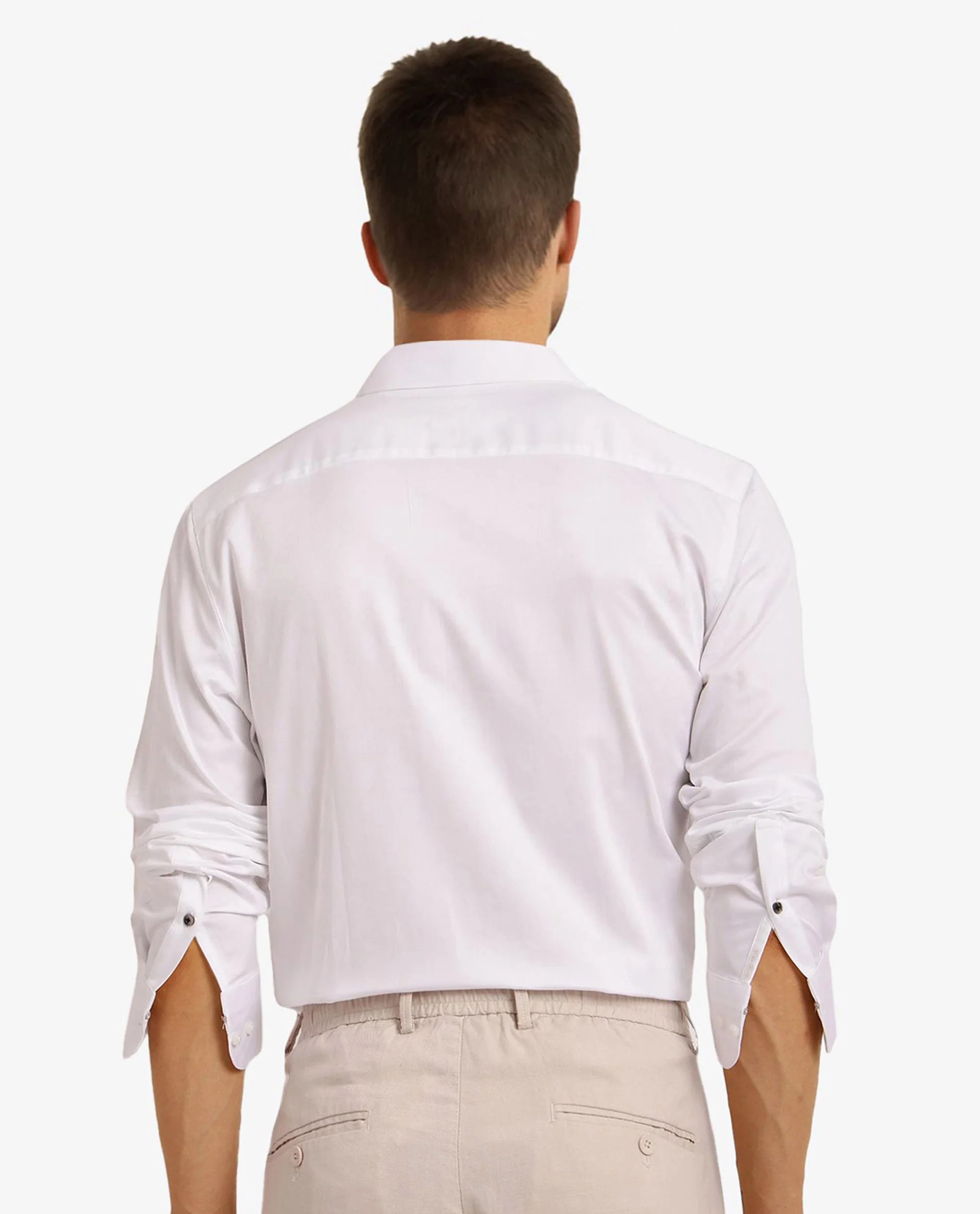 Rare Rabbit Men's Como-5 White Satin Plain Regular Fit Full Sleeve Collared Shirt - Image 7
