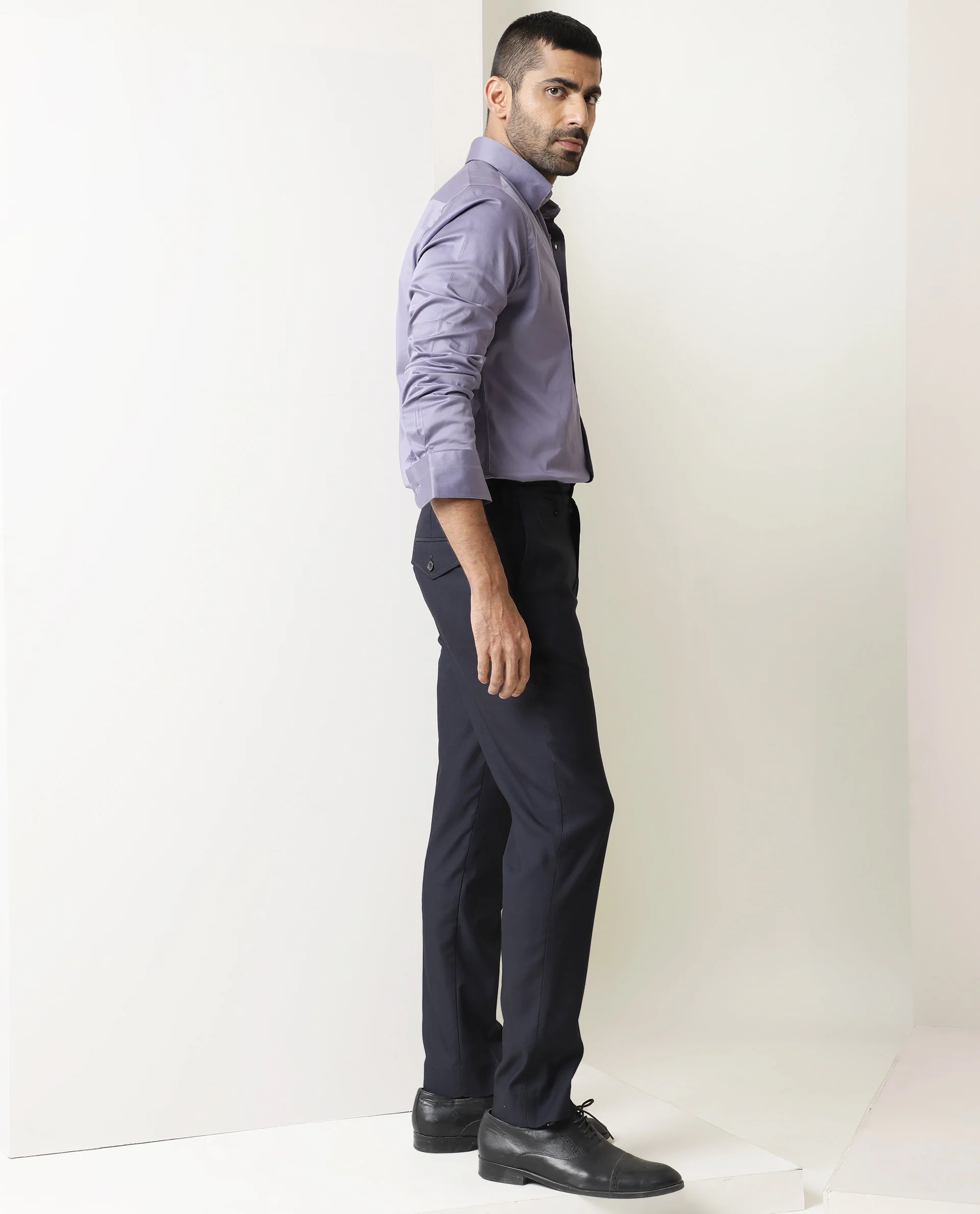 Rare Rabbit Men's Como Light Purple Satin Plain Regular Fit Full Sleeve Collared Shirt - Image 12