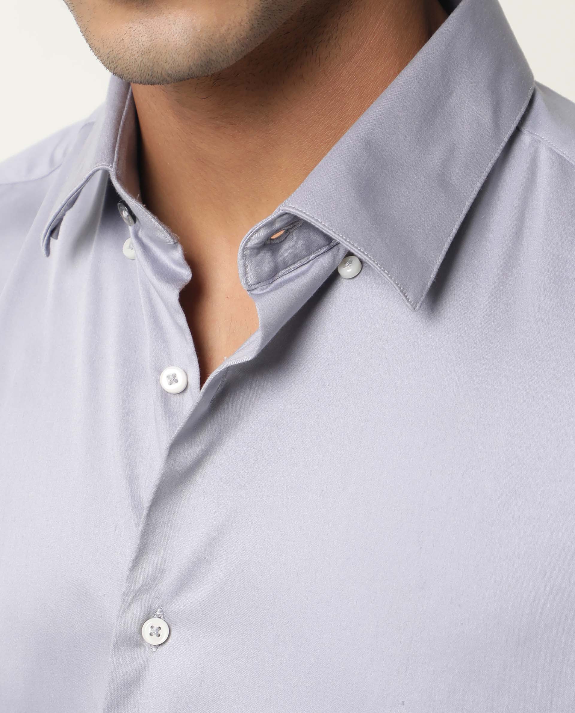 Rare Rabbit Men's Como Pastel Purple Cotton Plain Regular Fit Full Sleeve Spread Collar Shirt - Image 6
