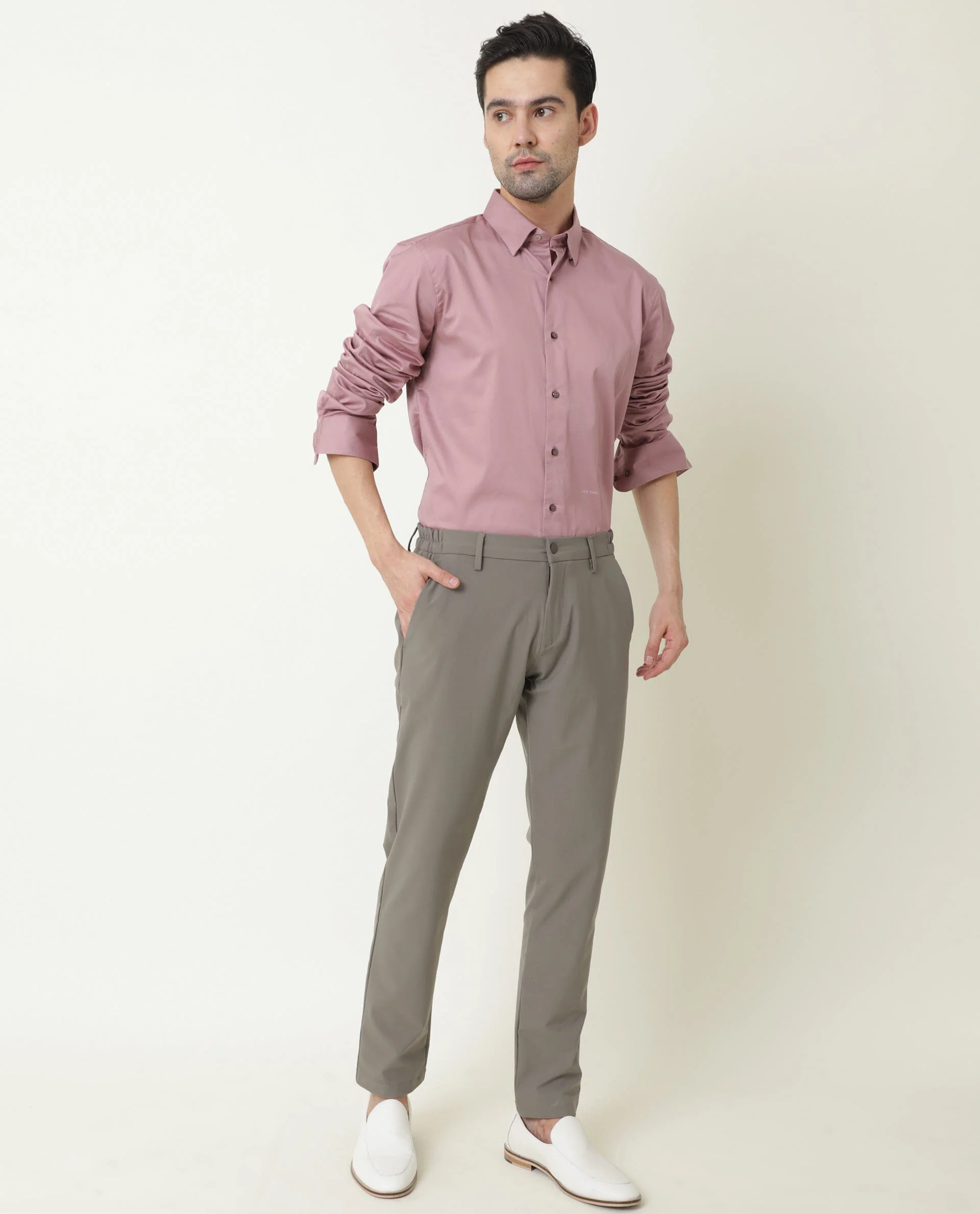 Rare Rabbit Men's Como Pink Cotton Plain Regular Fit Full Sleeve Spread Collar Shirt - Image 2