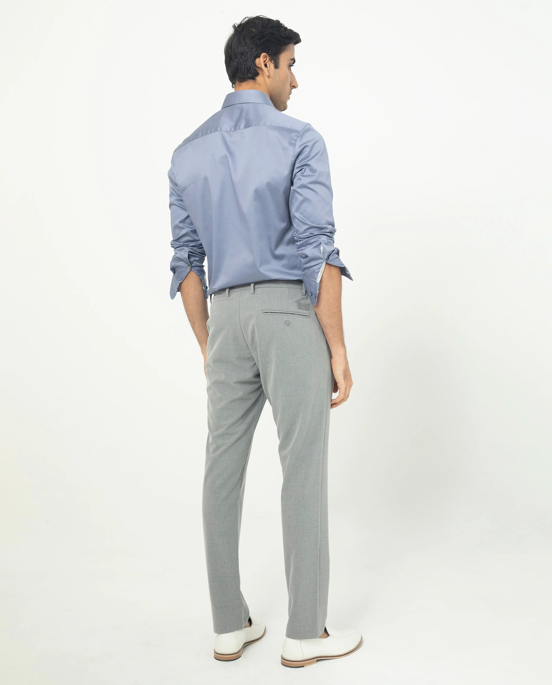 Rare Rabbit Men's Comor Blue Cotton Plain Regular Fit Full Sleeve Collared Shirt - Image 10