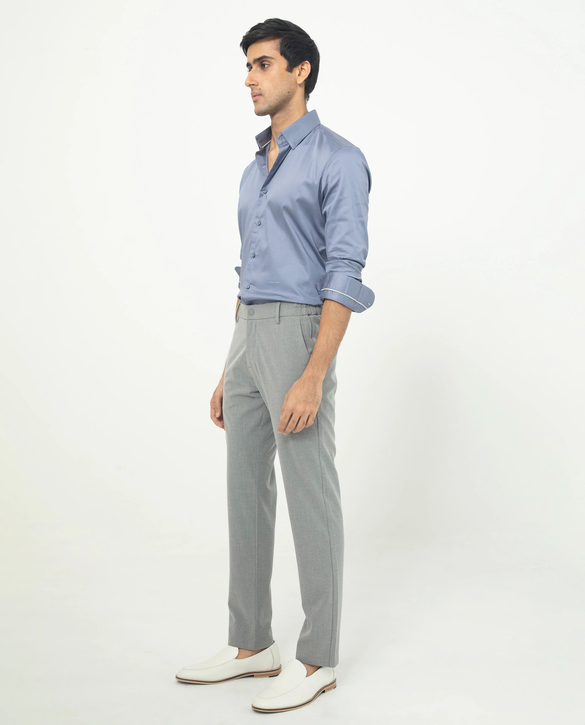 Rare Rabbit Men's Comor Blue Cotton Plain Regular Fit Full Sleeve Collared Shirt - Image 7