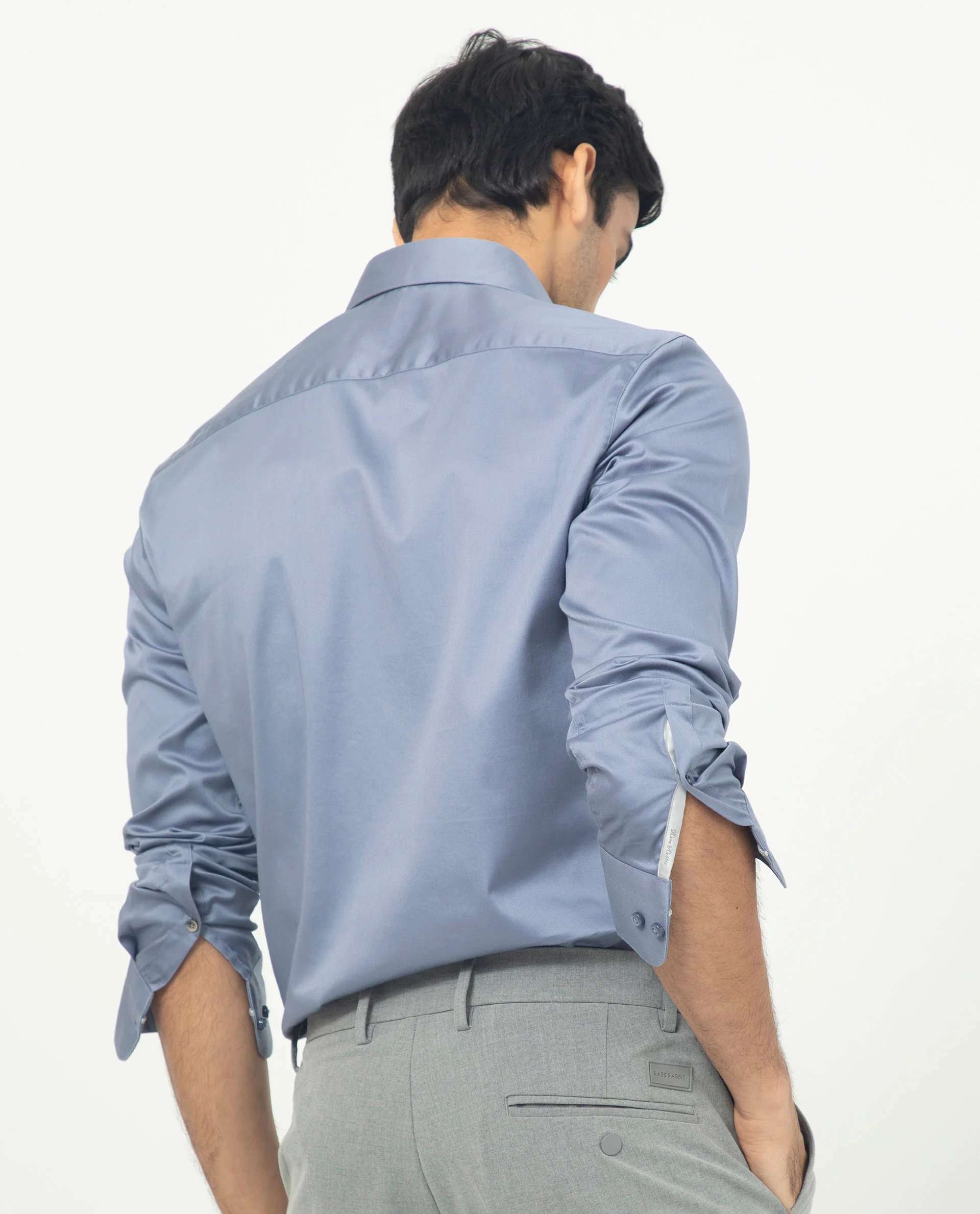 Rare Rabbit Men's Comor Blue Cotton Plain Regular Fit Full Sleeve Collared Shirt - Image 9