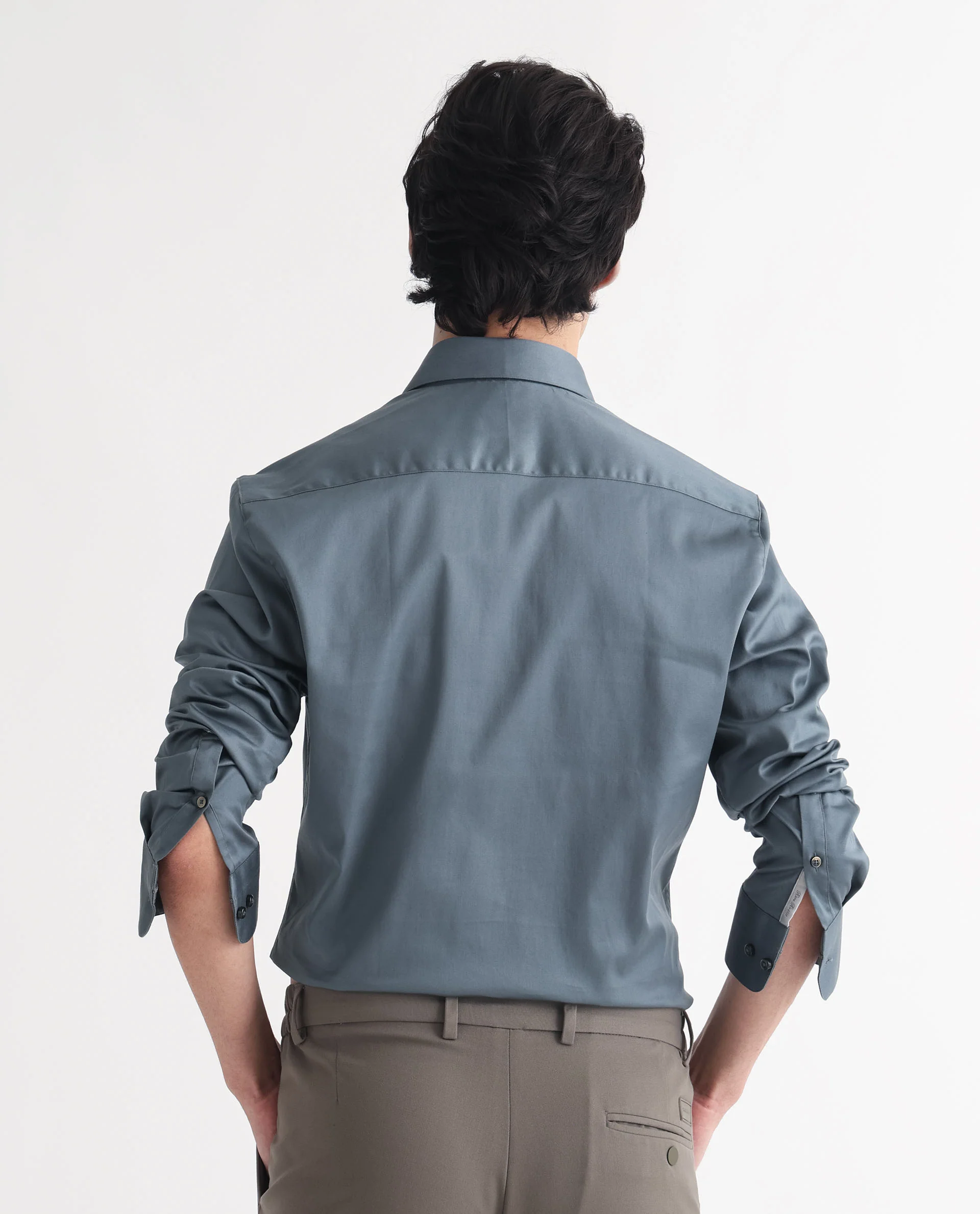 Rare Rabbit Men's Comor Grey Cotton Plain Regular Fit Full Sleeve Collared Shirt - Image 12