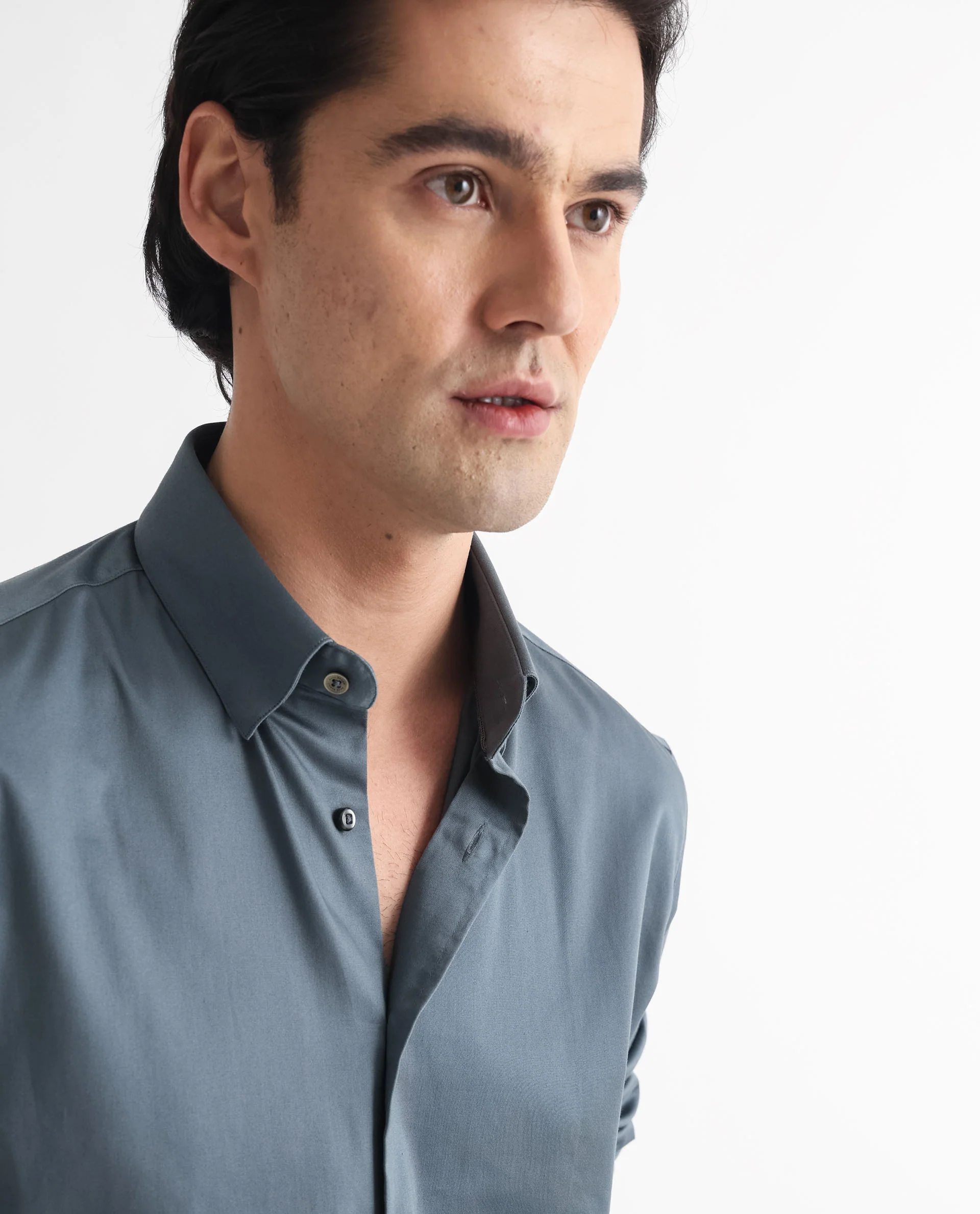 Rare Rabbit Men's Comor Grey Cotton Plain Regular Fit Full Sleeve Collared Shirt - Image 8