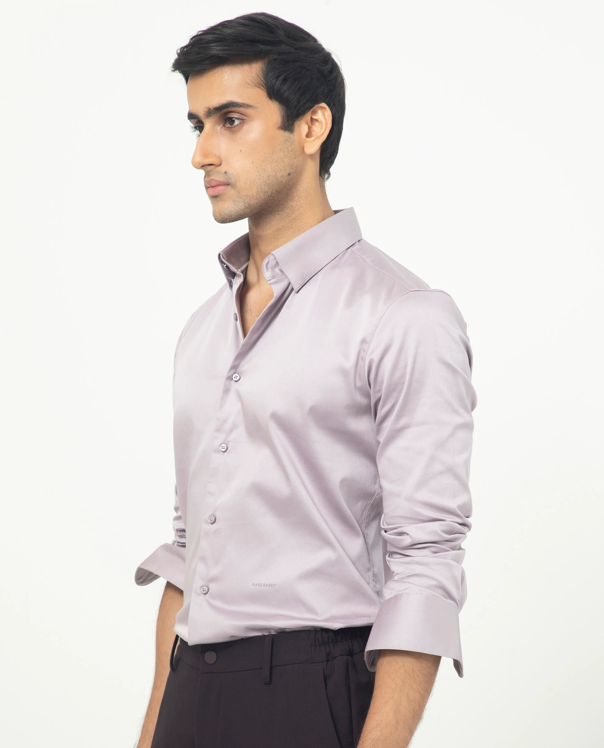 Rare Rabbit Men's Comor Pastel Pink Cotton Plain Regular Fit Full Sleeve Collared Shirt - Image 3