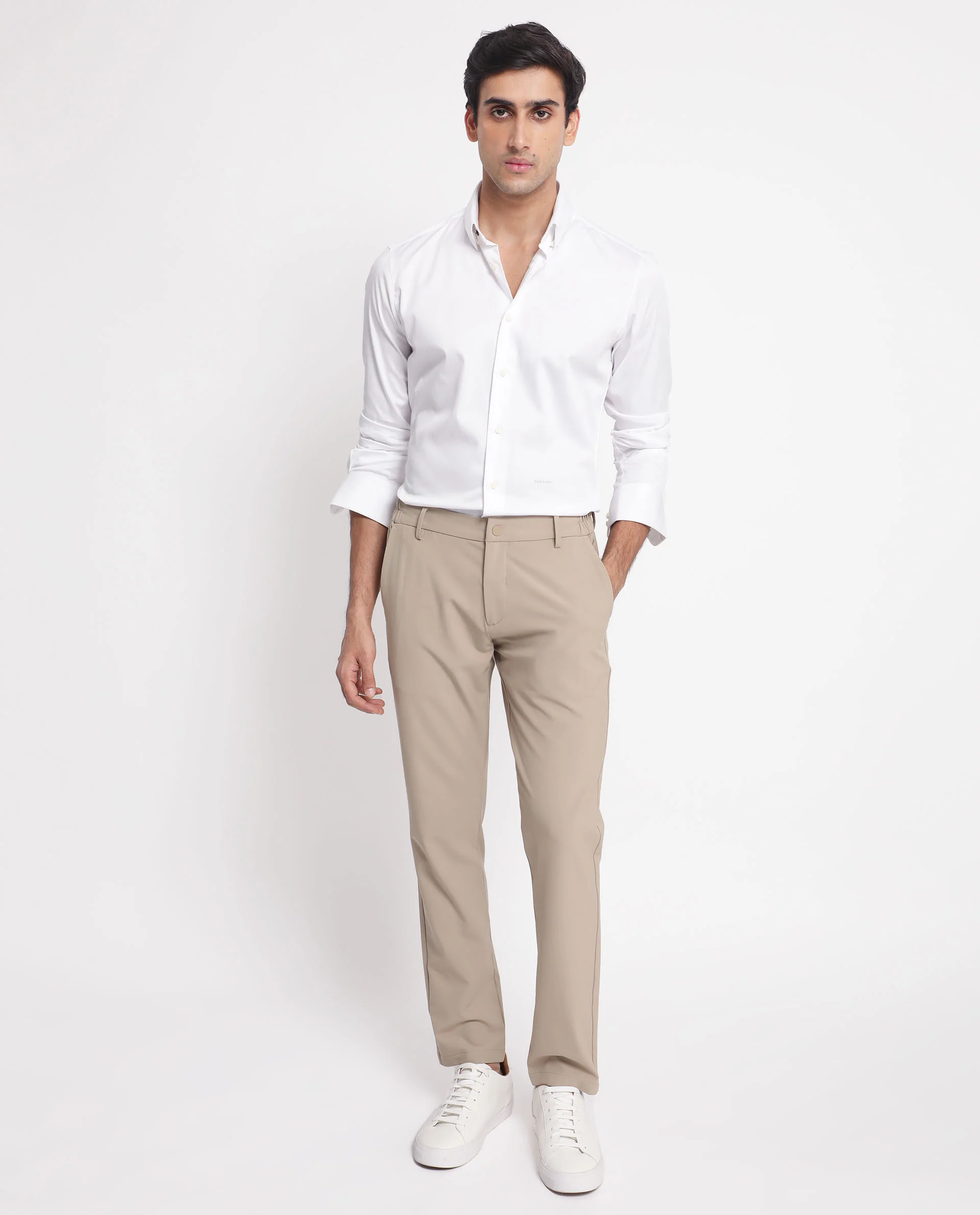 Rare Rabbit Men's Comor White Cotton Plain Regular Fit Full Sleeve Collared Shirt - Image 2