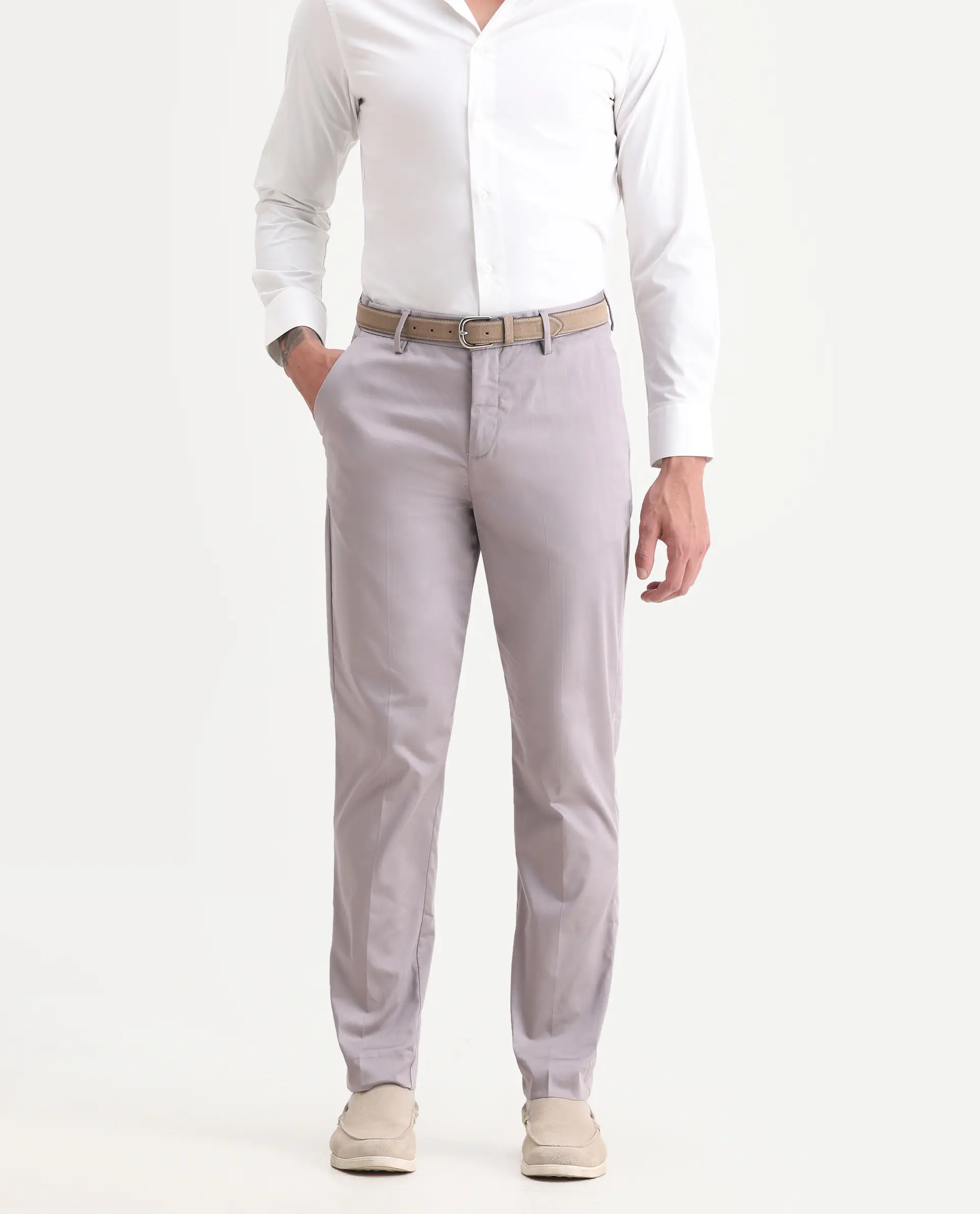 Rare Rabbit Men's Comotel Dusky Purple Cotton Blend Plain Regular Fit Trouser - Image 2