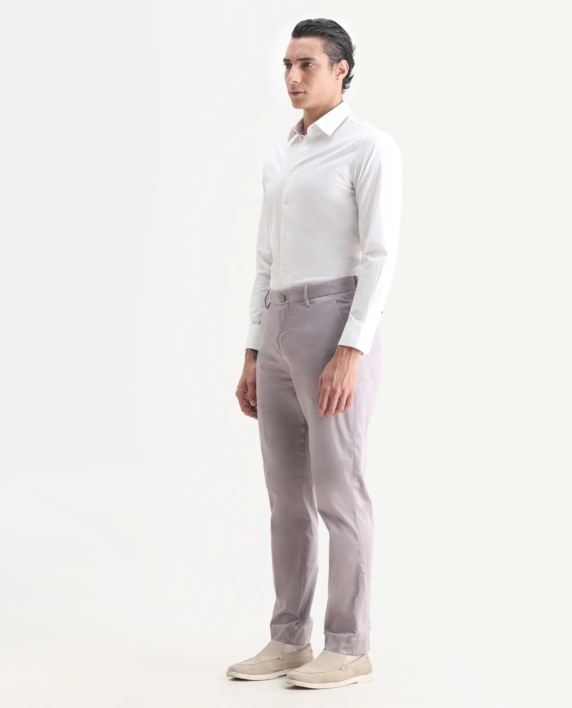 Rare Rabbit Men's Comotel Dusky Purple Cotton Blend Plain Regular Fit Trouser - Image 4