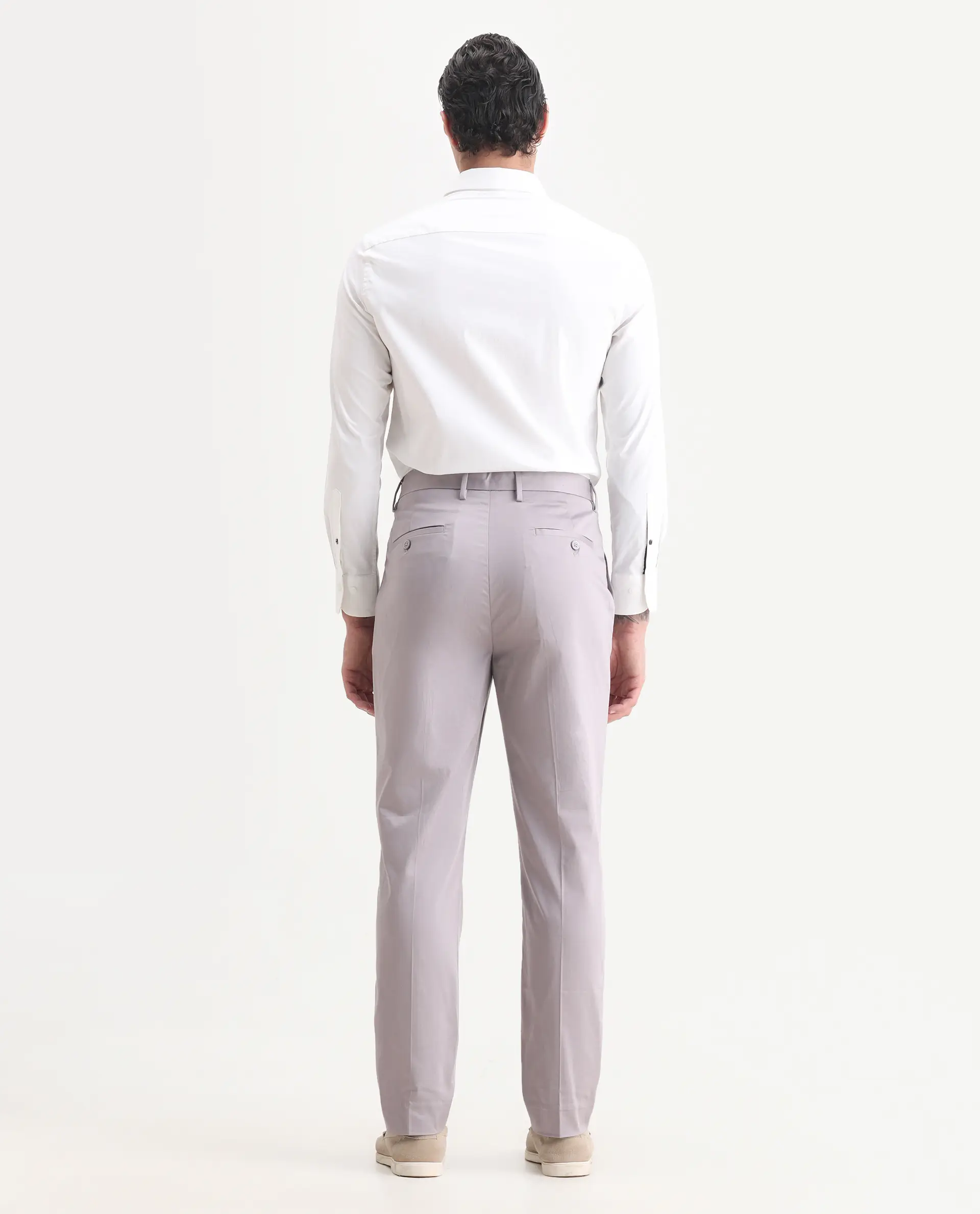 Rare Rabbit Men's Comotel Dusky Purple Cotton Blend Plain Regular Fit Trouser - Image 7