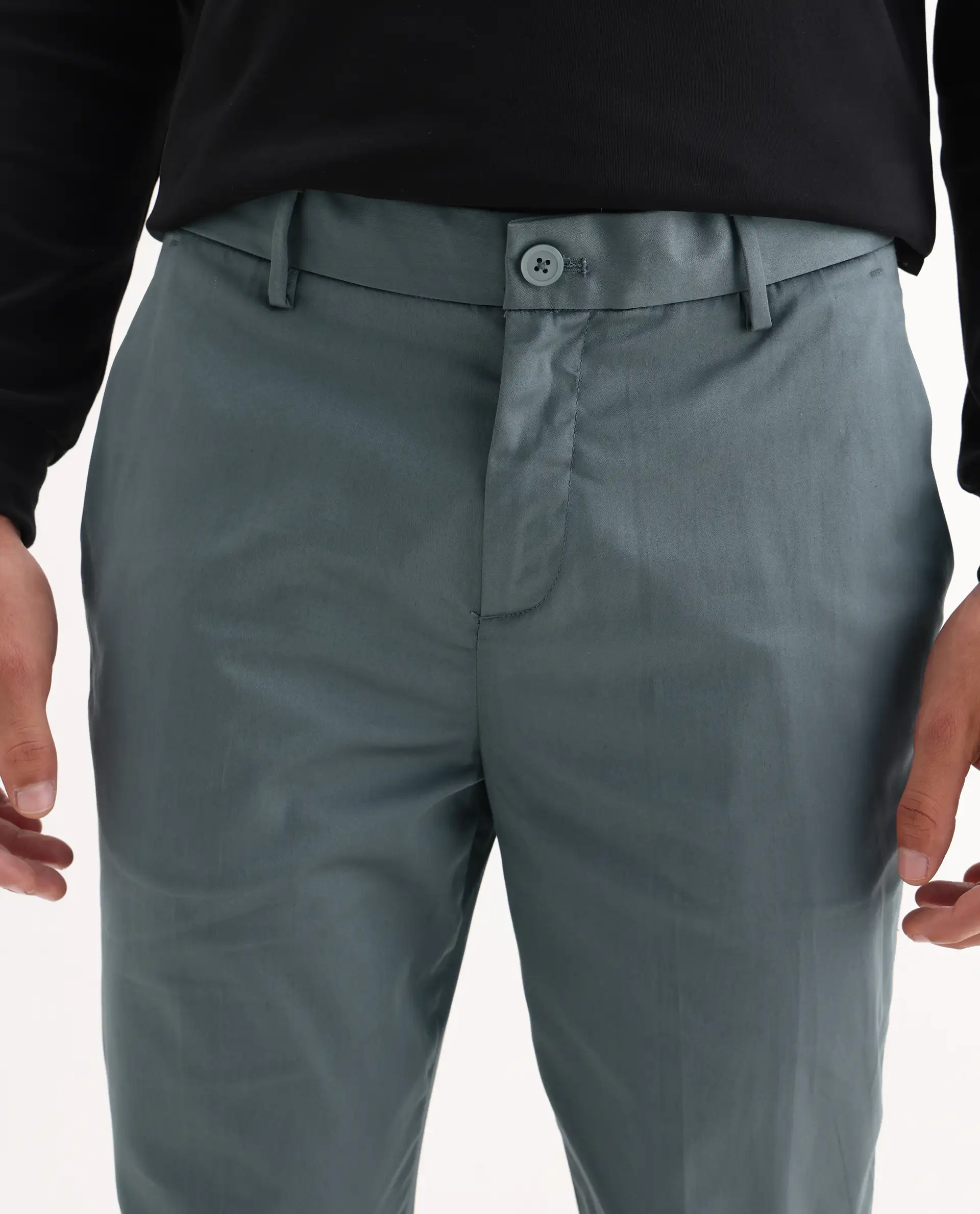 Rare Rabbit Men's Comotel Grey Cotton Blend Plain Regular Fit Trouser - Image 3