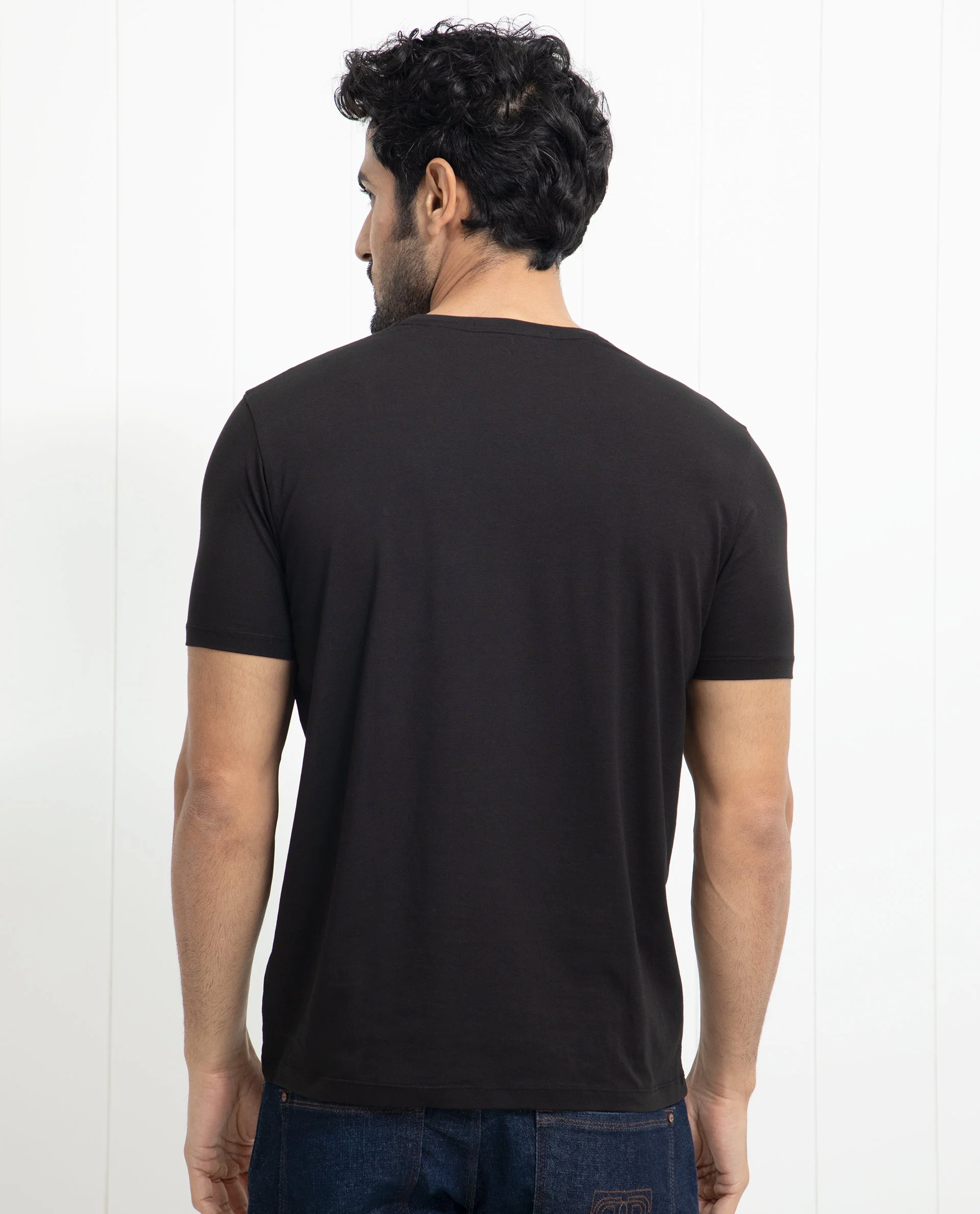 Rare Rabbit Men's Concord Black Cotton Graphic Print Slim Fit Half Sleeve Crew Neck T-Shirt - Image 8