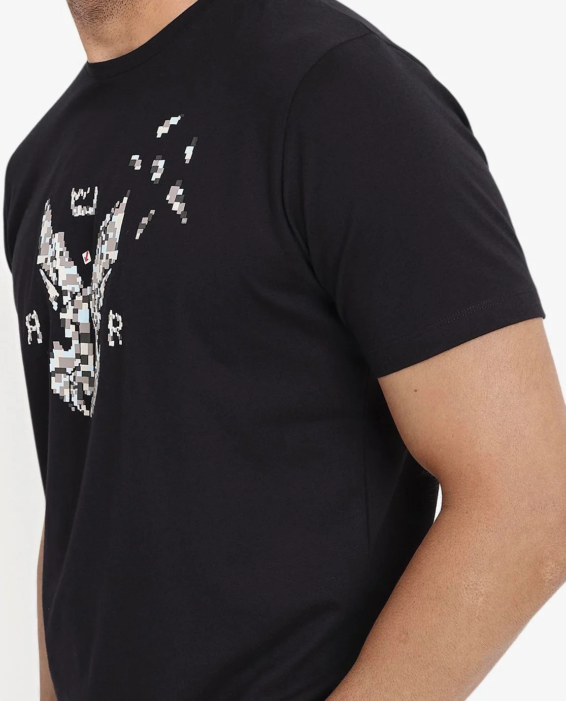 Rare Rabbit Men's Conno Black Cotton Graphic Print Oversized Fit Half Sleeve Crew Neck T-Shirt - Image 3