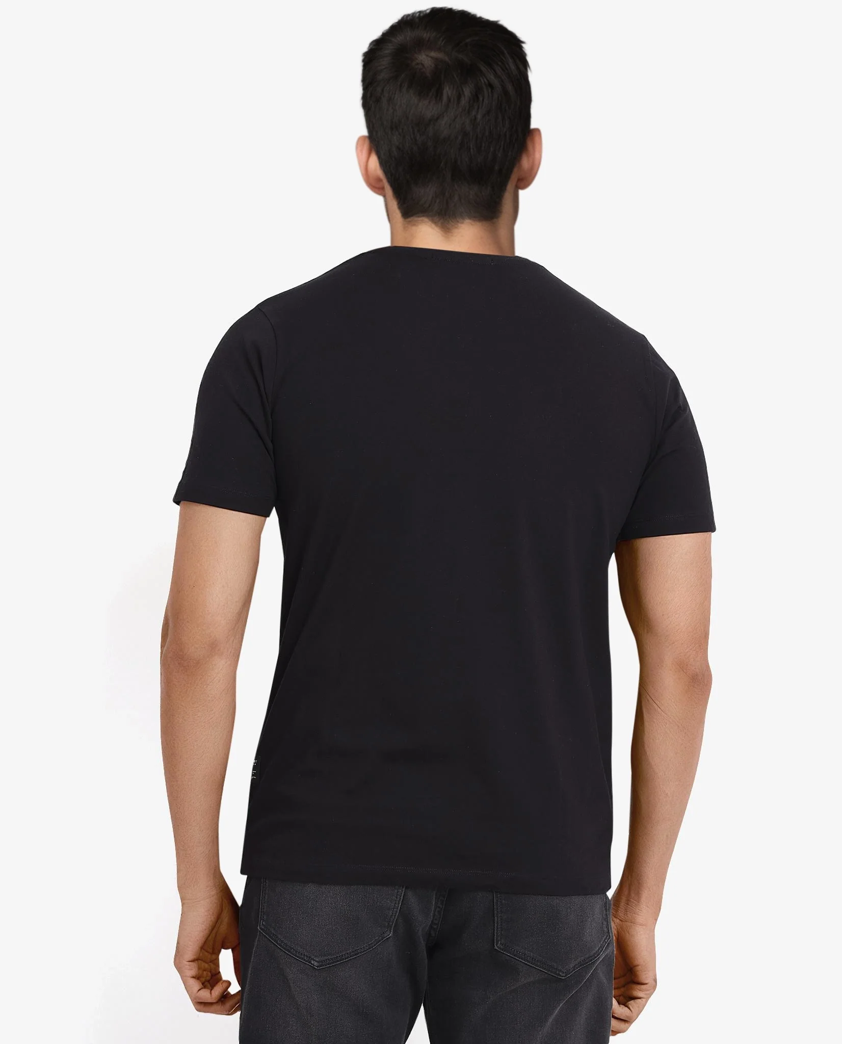 Rare Rabbit Men's Conno Black Cotton Graphic Print Oversized Fit Half Sleeve Crew Neck T-Shirt - Image 4