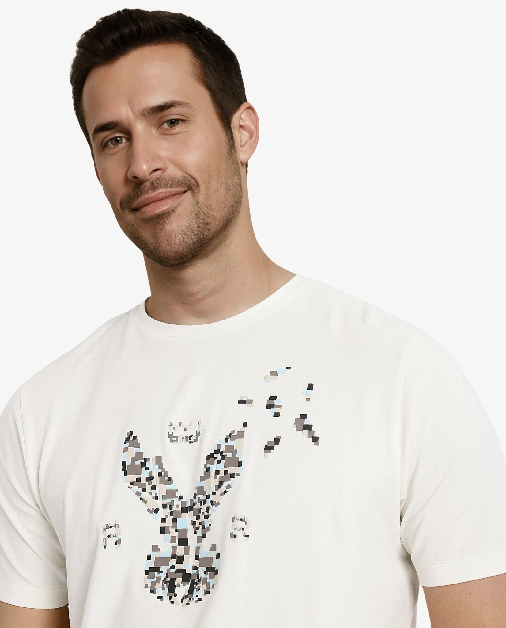 Rare Rabbit Men's Conno Off White Cotton Graphic Print Regular Fit Half Sleeve Crew Neck T-Shirt - Image 5