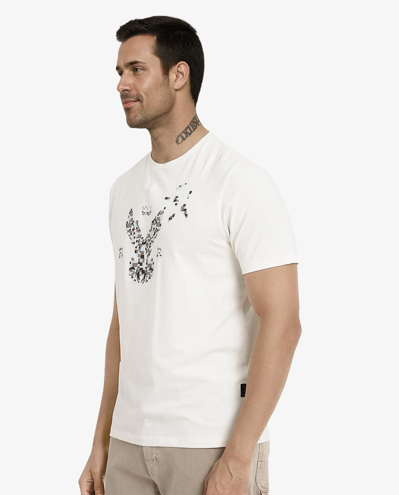 Rare Rabbit Men's Conno Off White Cotton Graphic Print Regular Fit Half Sleeve Crew Neck T-Shirt - Image 6