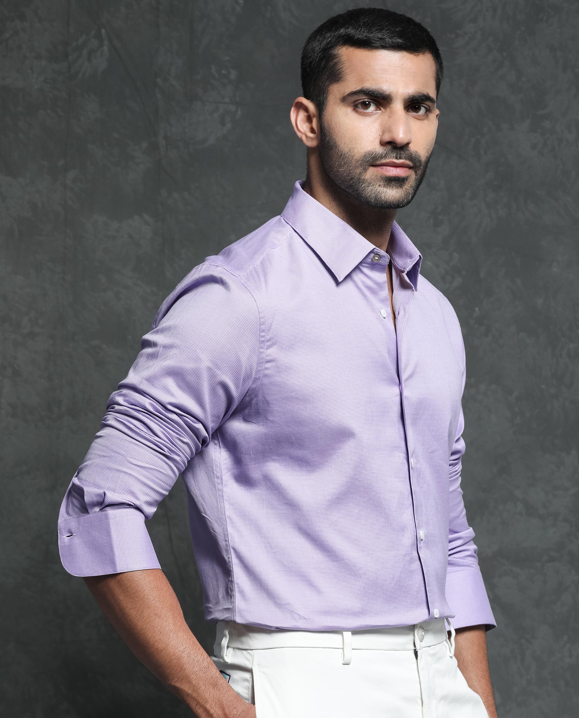 Rare Rabbit Men's Constell Purple Cotton Checked Print Regular Fit Full Sleeve Collared Shirt - Image 8