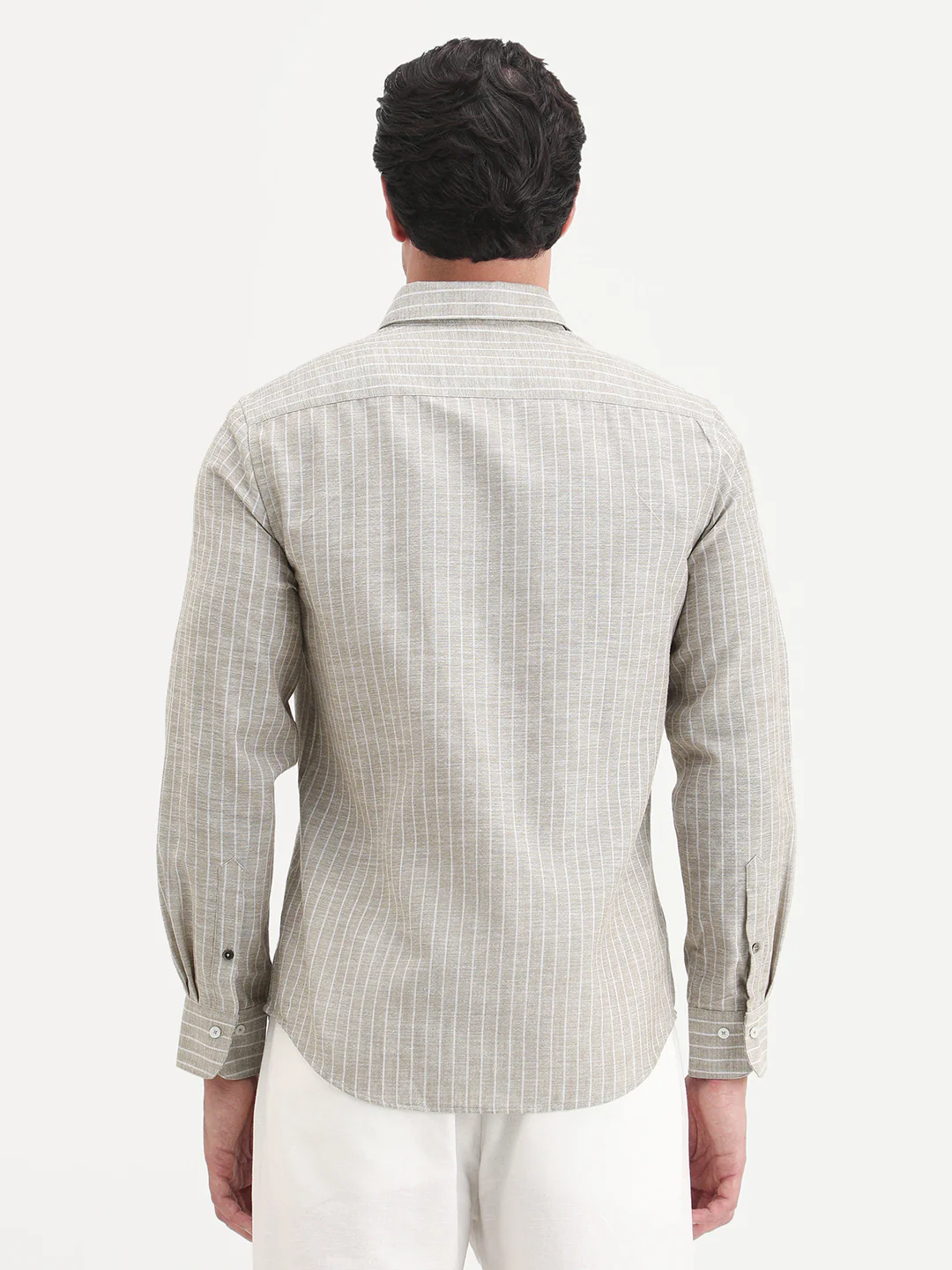 Rare Rabbit Men's Conwy Khaki Polyester Blend Fabric Spread Collar Regular Fit Striped Shirt - Image 7