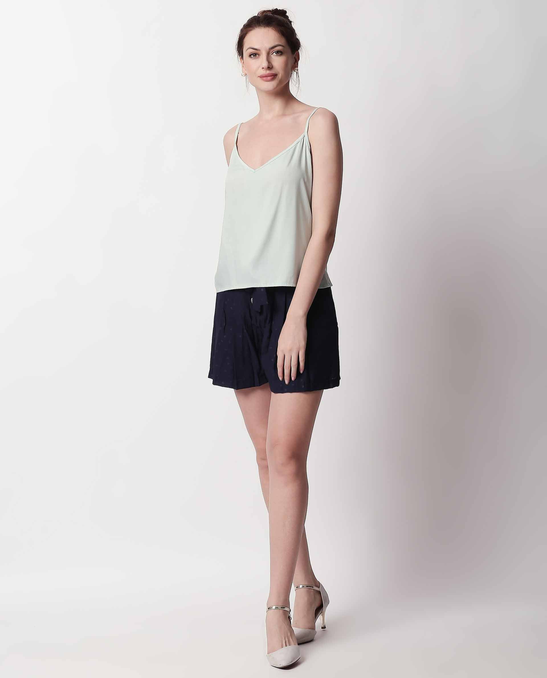 Rareism Women Copper Navy Shorts Solid - Image 3