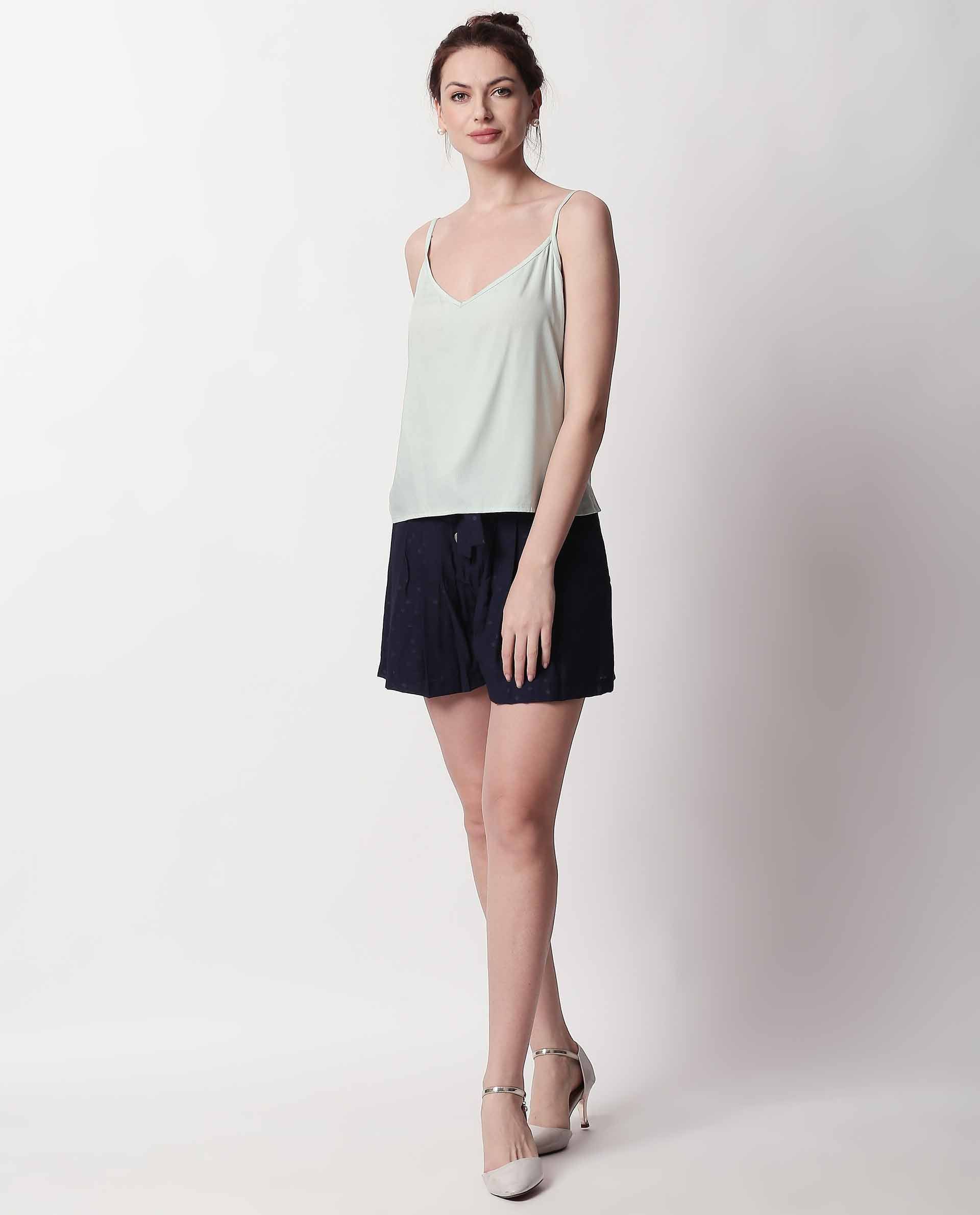 Rareism Women Copper Navy Shorts Solid - Image 9