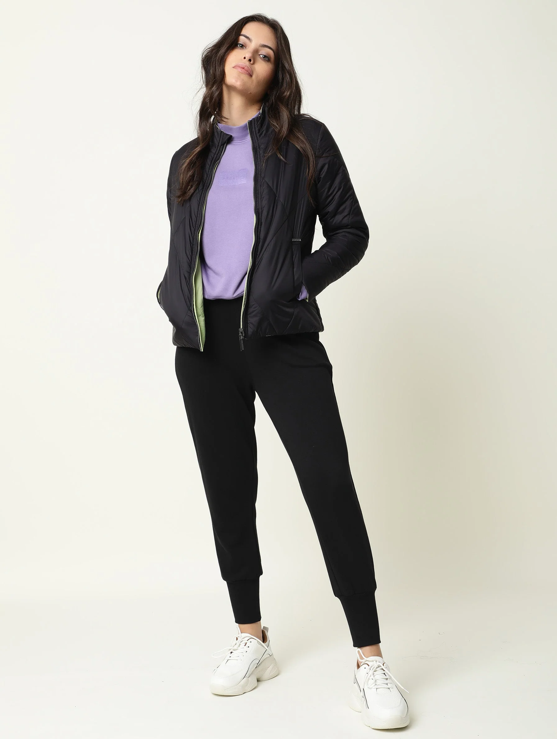 Rareism Women's Cora Black Polyester High Neck Plain Regular Fit Jacket - Image 4