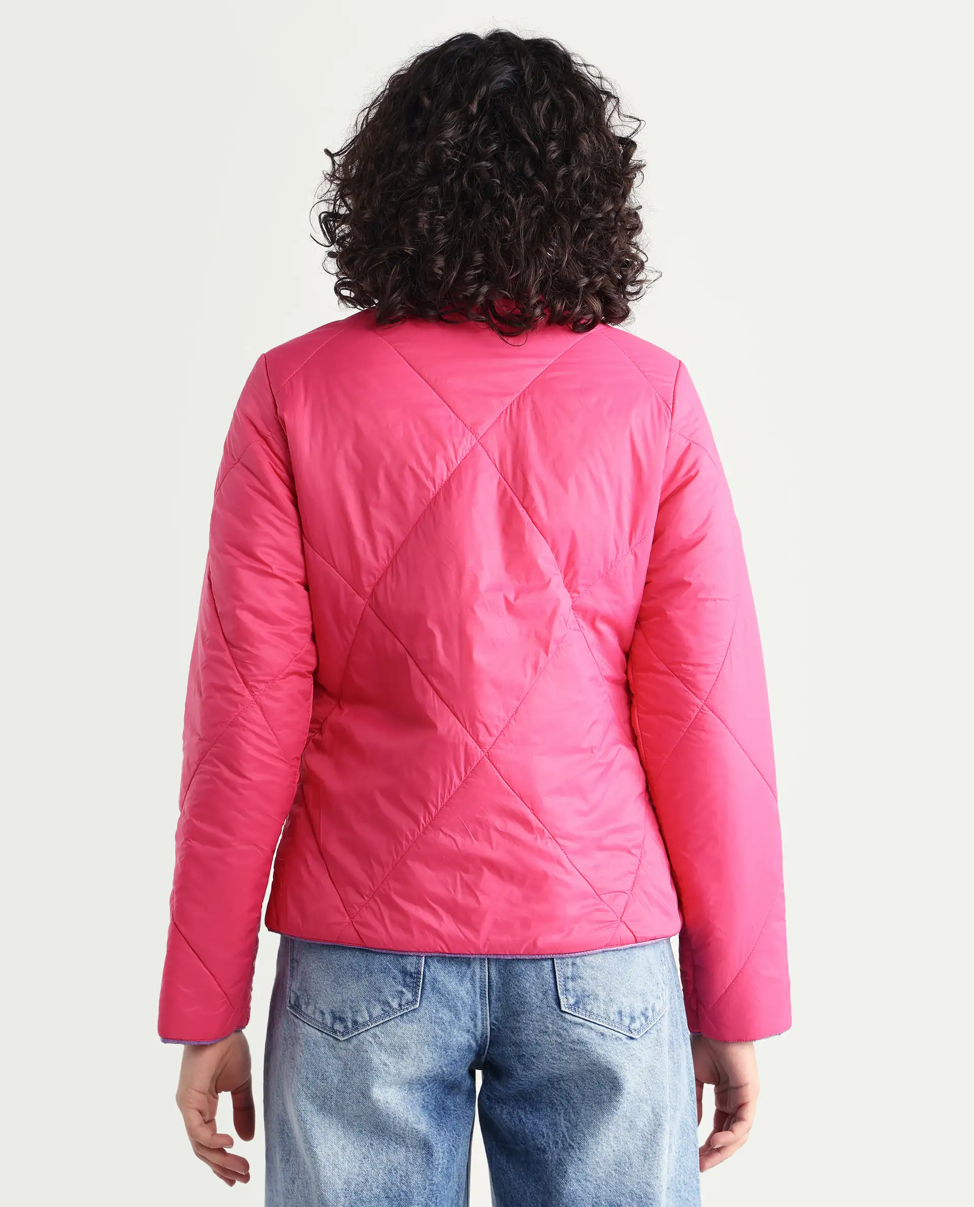 Rareism Women's Cora 1 Purple Nylon High Neck Plain Regular Fit Jacket - Image 8