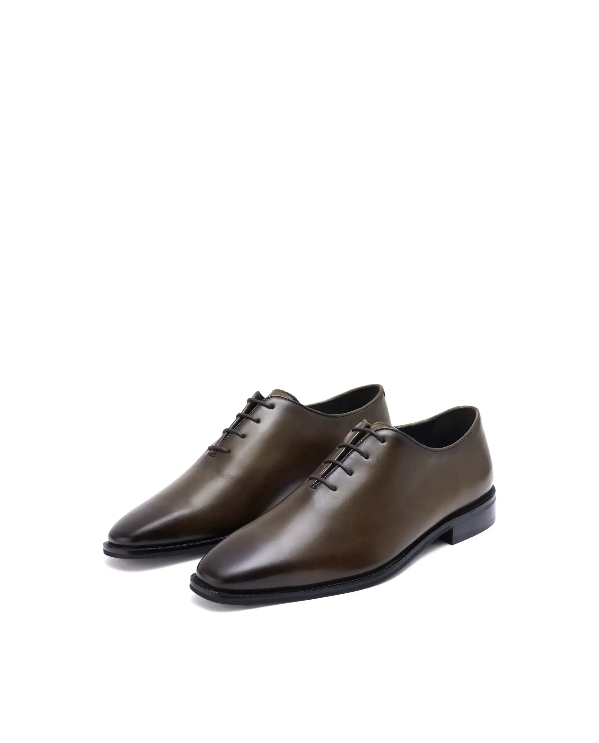 Rare Rabbit Men Corax Olive Lace-Up Single Piece Genuine Leather Shoes - Image 2