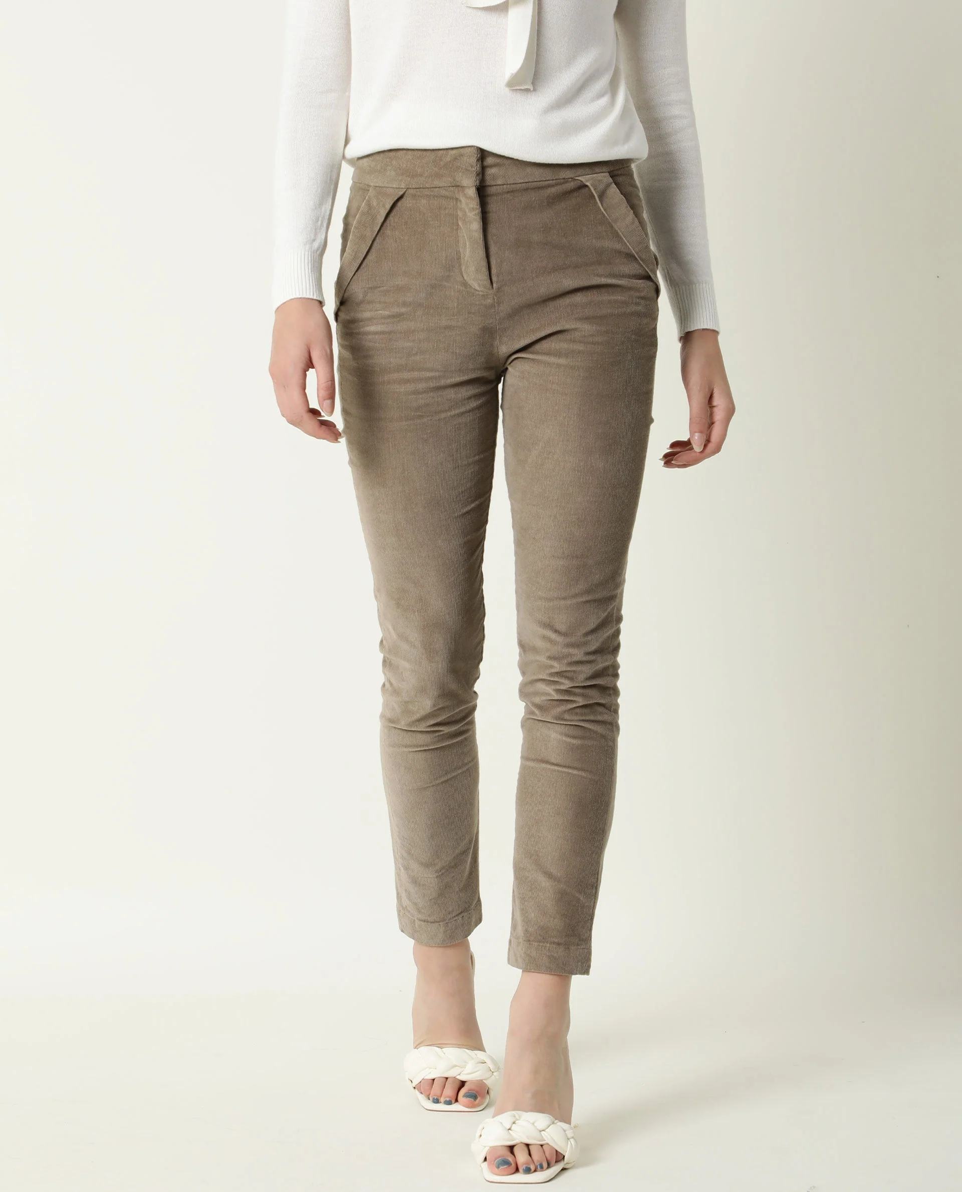 Rareism Women Cord Beige Trousers Solid - Image 3
