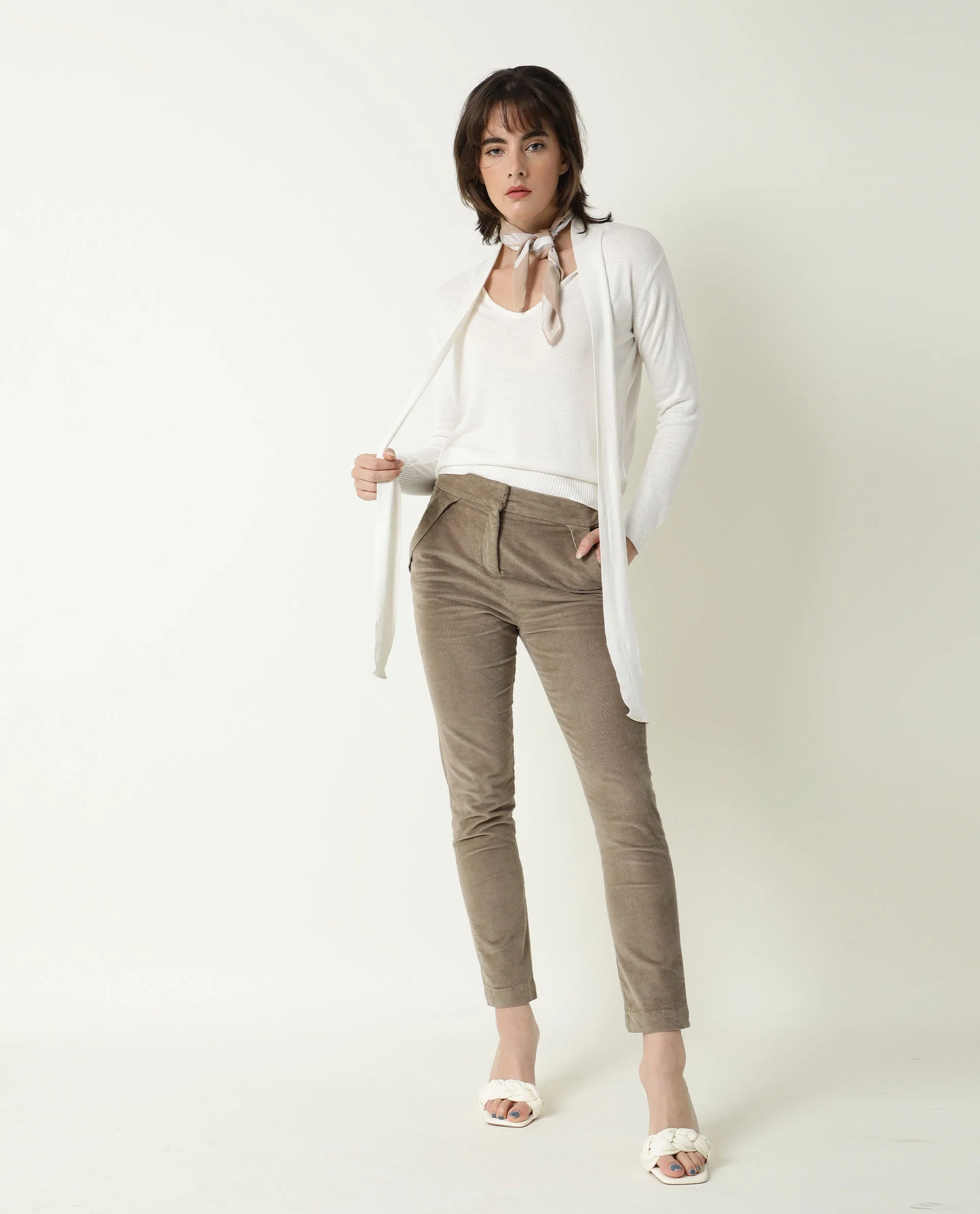 Rareism Women Cord Beige Trousers Solid - Image 5