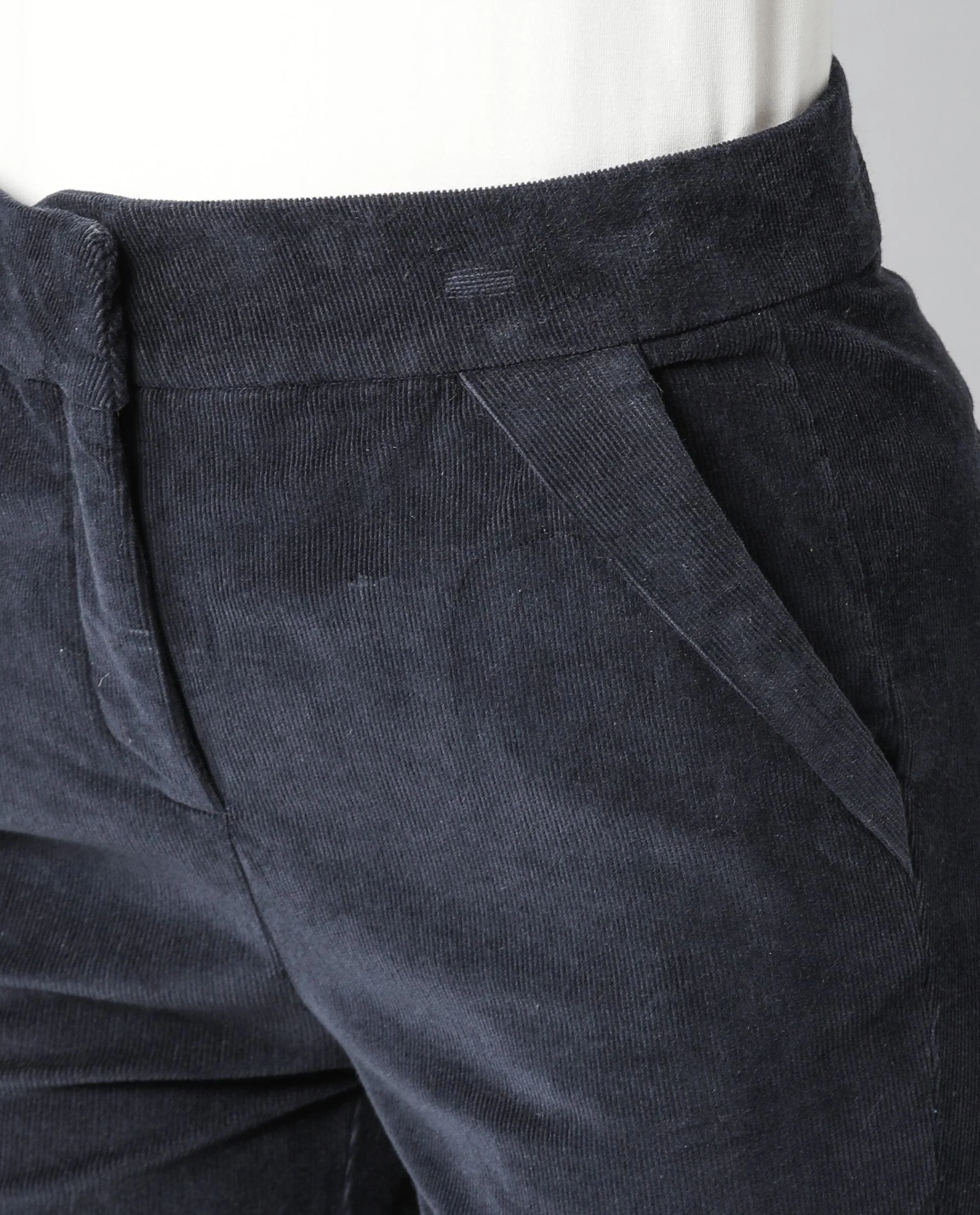 Rareism Women Cord Navy Trousers Solid - Image 2