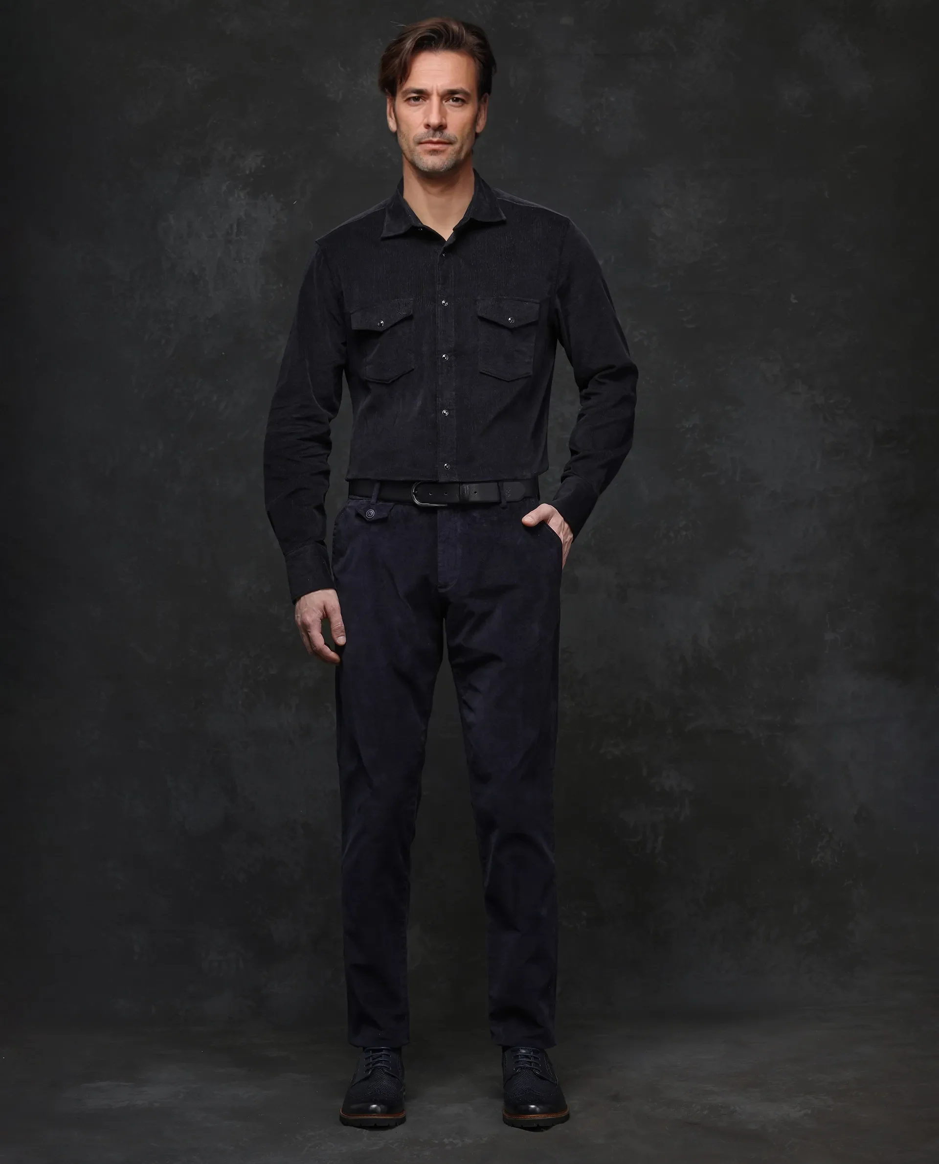 Rare Rabbit Men's Cordin-2 Black Cotton Plain Regular Fit Full Sleeve Collared Shirt - Image 2