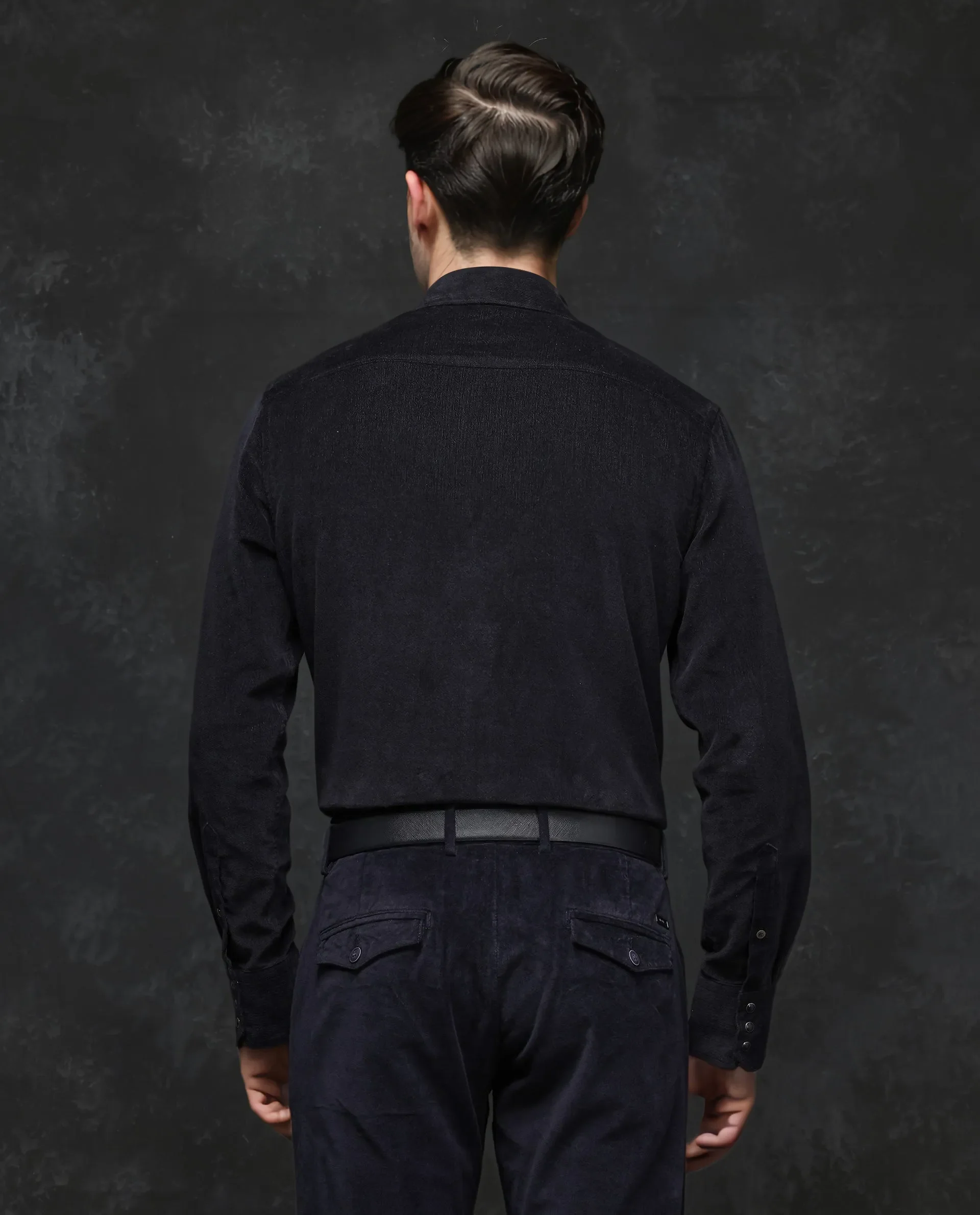 Rare Rabbit Men's Cordin-2 Black Cotton Plain Regular Fit Full Sleeve Collared Shirt - Image 4