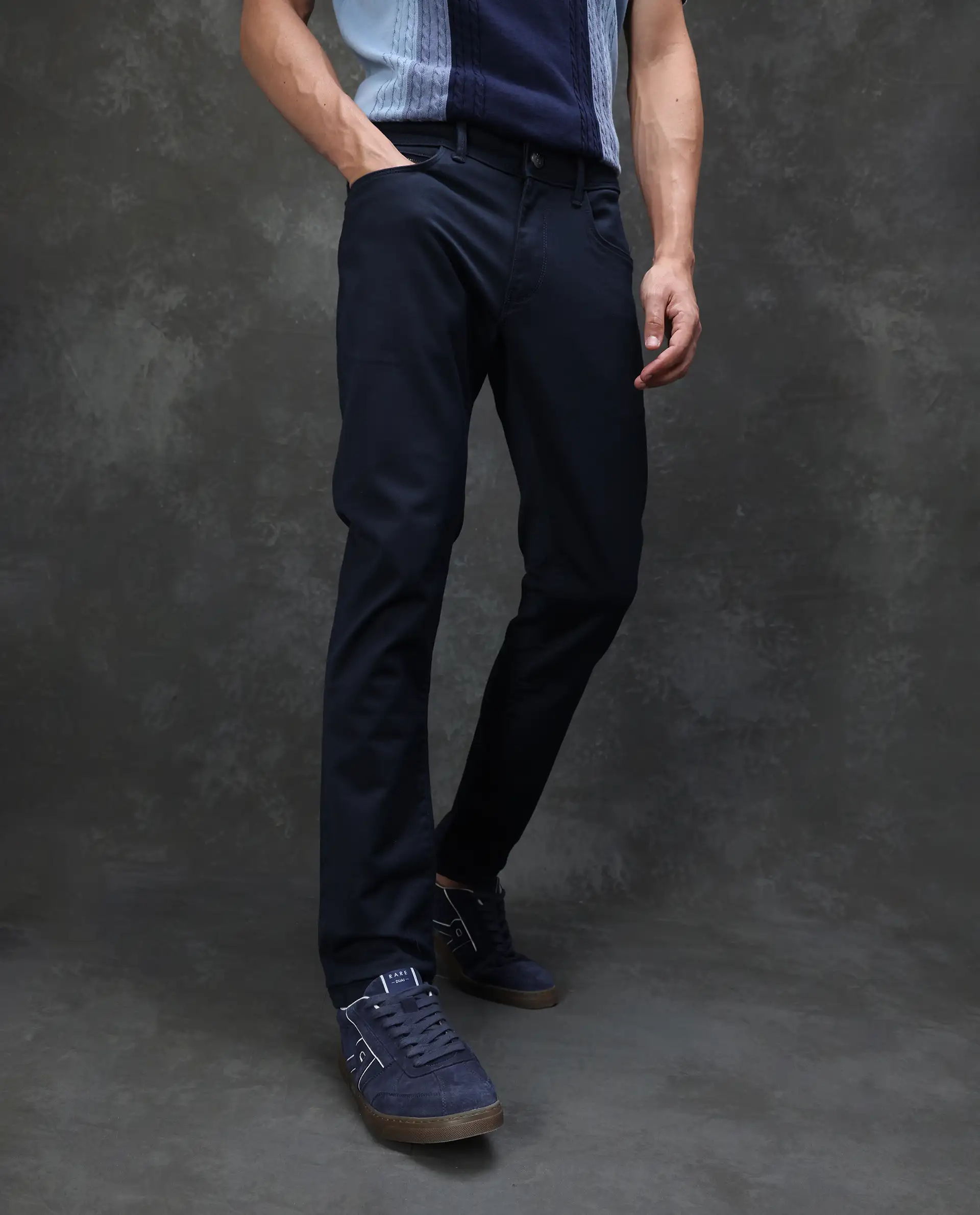Rare Rabbit Men's Cordon Dark Navy Cotton Plain Hawk Slim Fit Jeans - Image 2