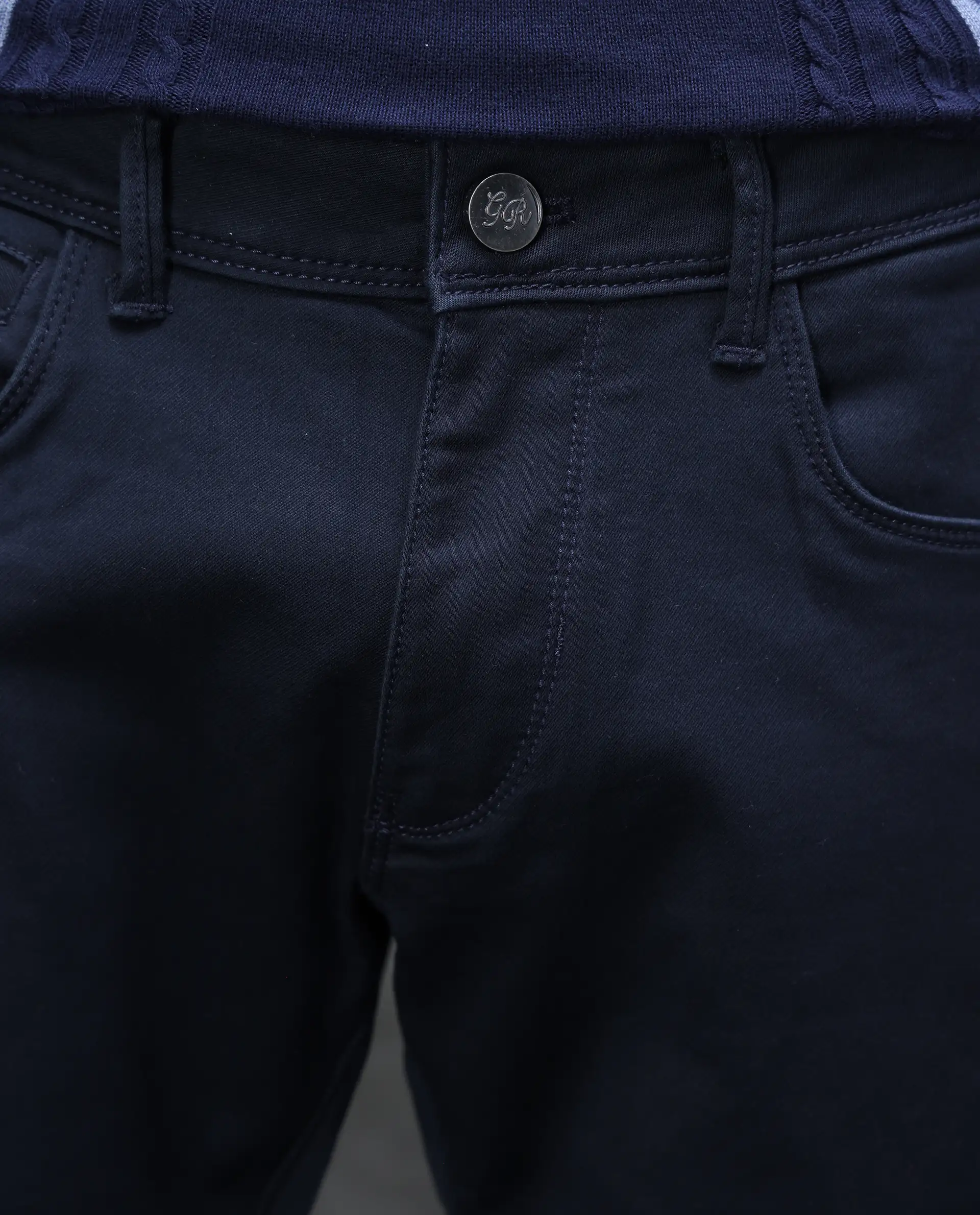 Rare Rabbit Men's Cordon Dark Navy Cotton Plain Hawk Slim Fit Jeans - Image 5