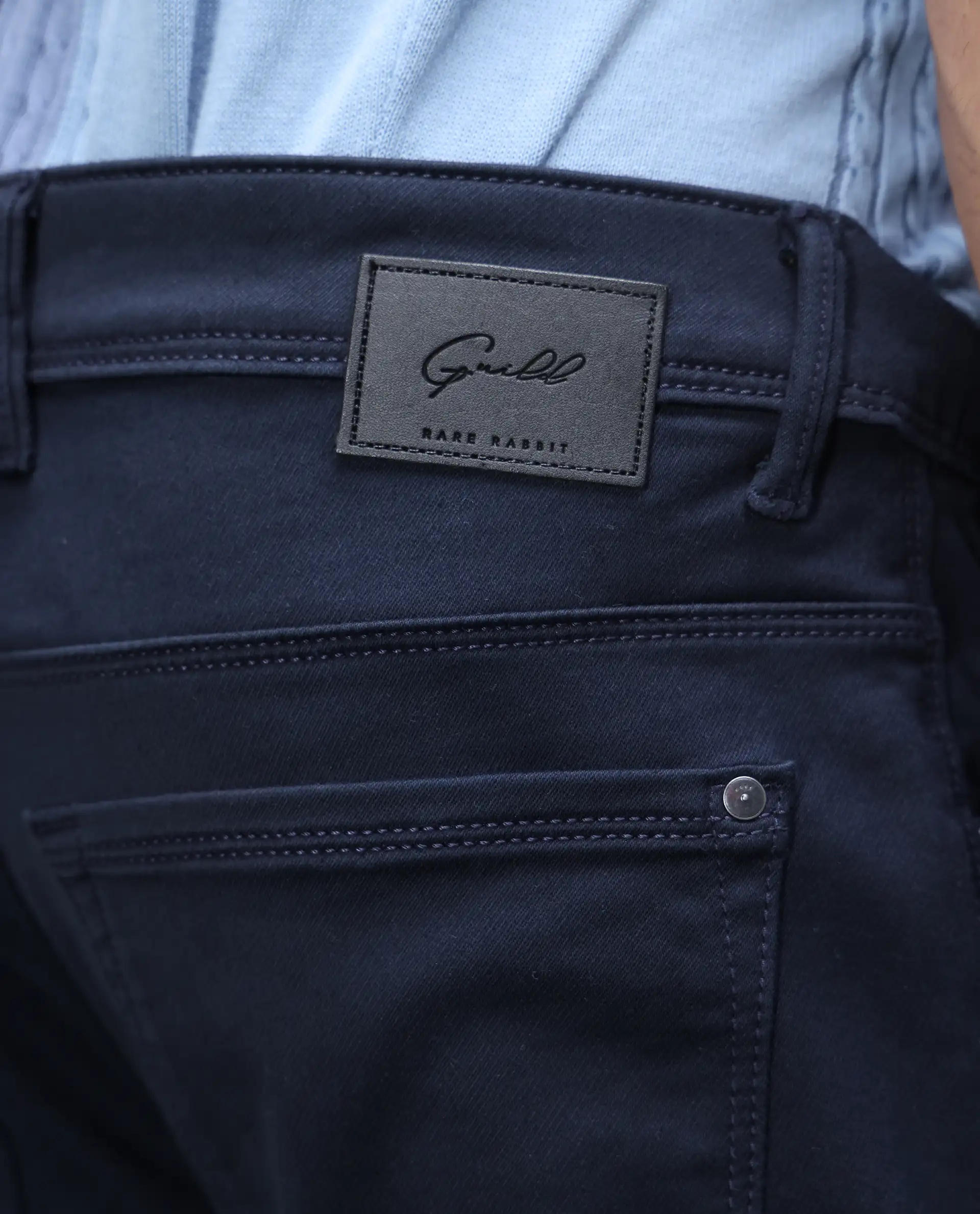 Rare Rabbit Men's Cordon Dark Navy Cotton Plain Hawk Slim Fit Jeans - Image 7