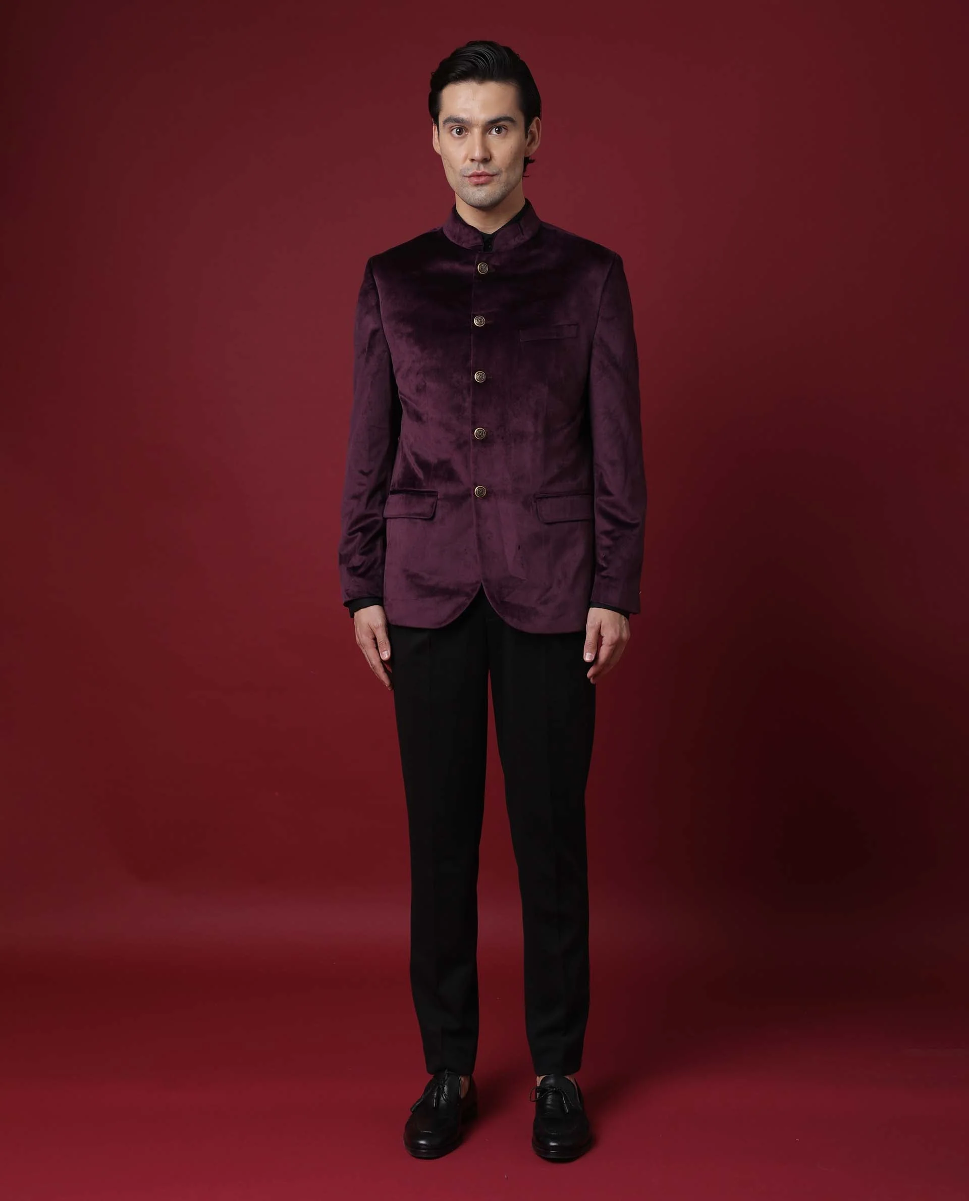Rare Rabbit Men's Core Maroon Polyester Plain Tailored Fit Full Sleeve Mandarin Collar Bandhgala Jodhpuri - Image 5