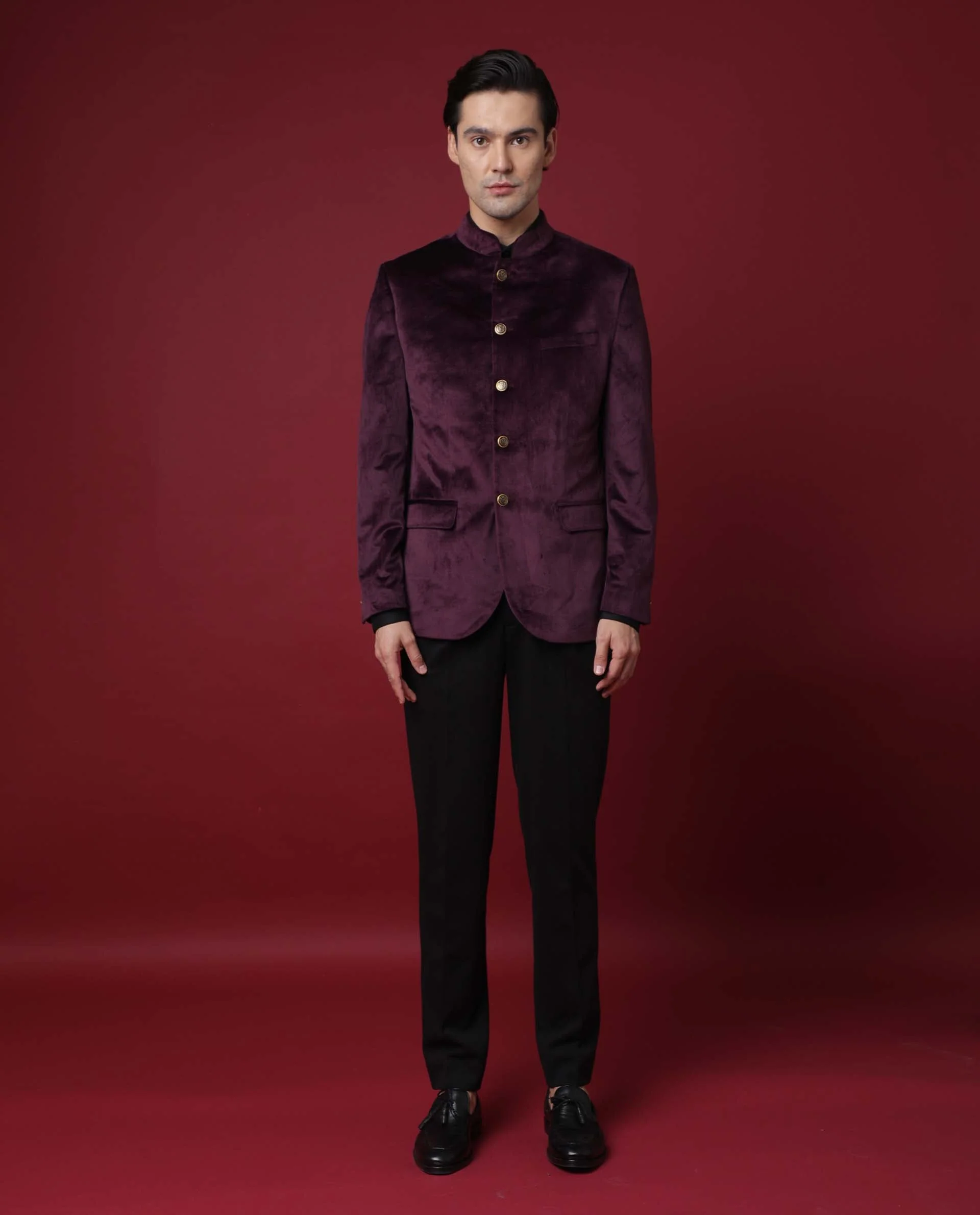 Rare Rabbit Men's Core Maroon Polyester Plain Tailored Fit Full Sleeve Mandarin Collar Bandhgala Jodhpuri - Image 6