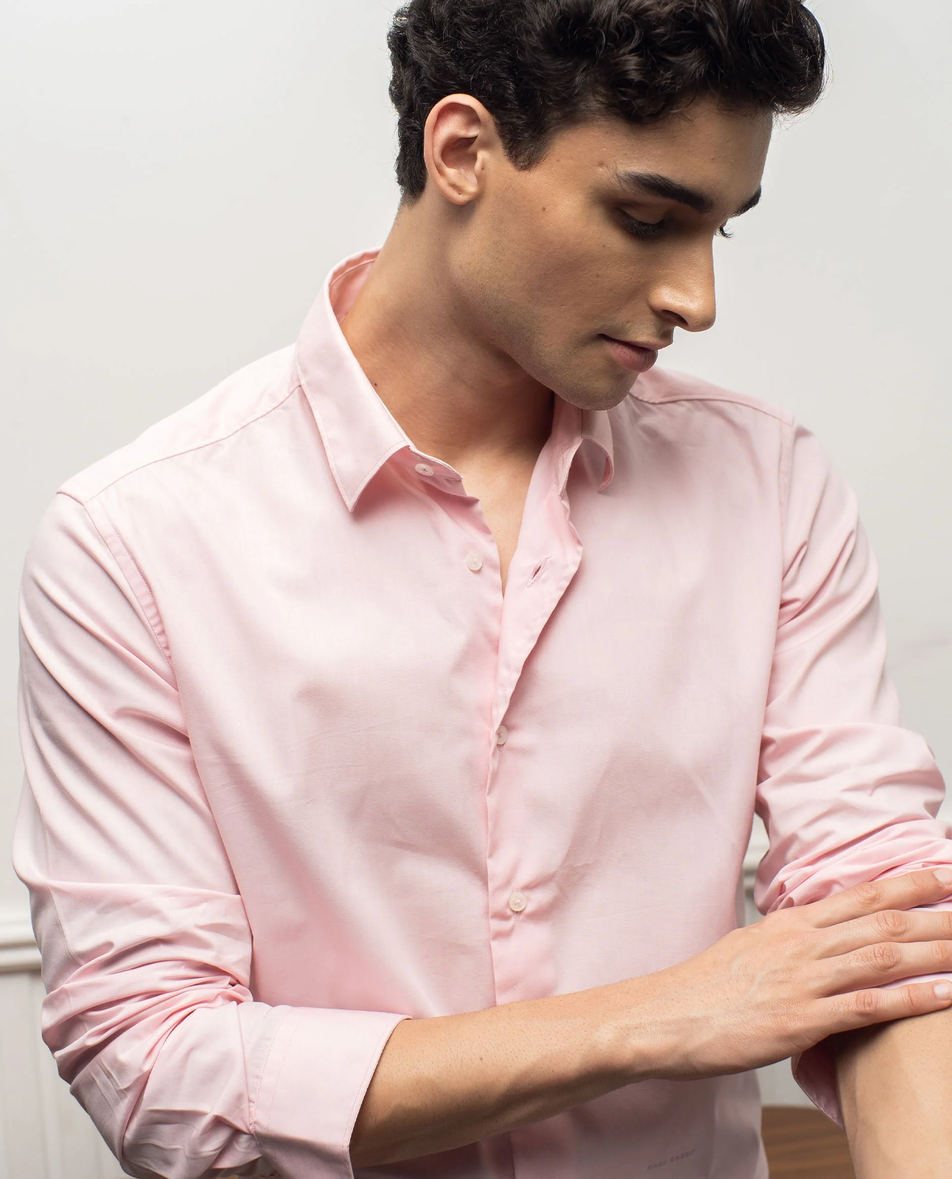 Rare Rabbit Men's Corp-Zander Pink Cotton Regular Fit Full Sleeve Spread Collar Shirt