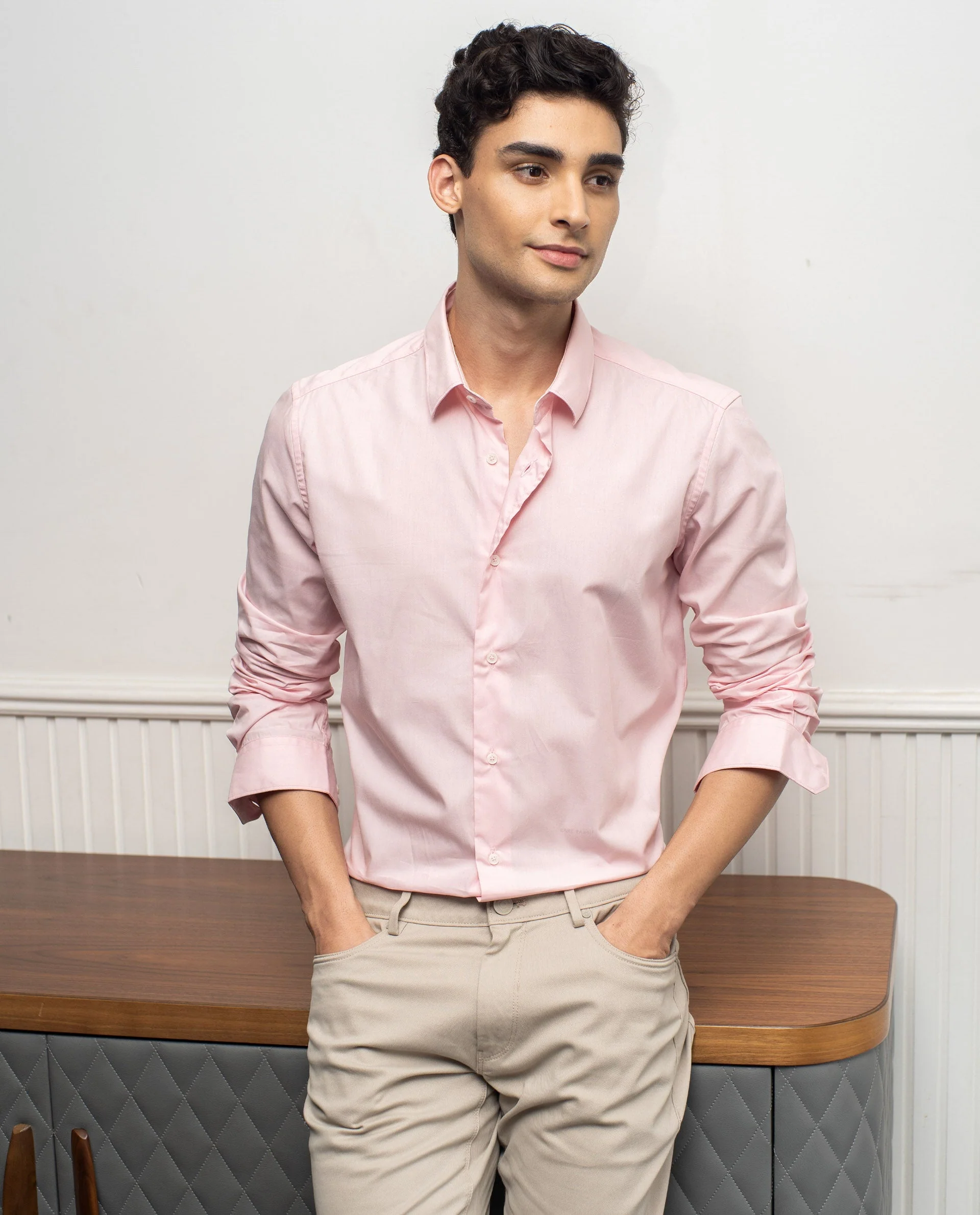 Rare Rabbit Men's Corp-Zander Pink Cotton Regular Fit Full Sleeve Spread Collar Shirt - Image 3