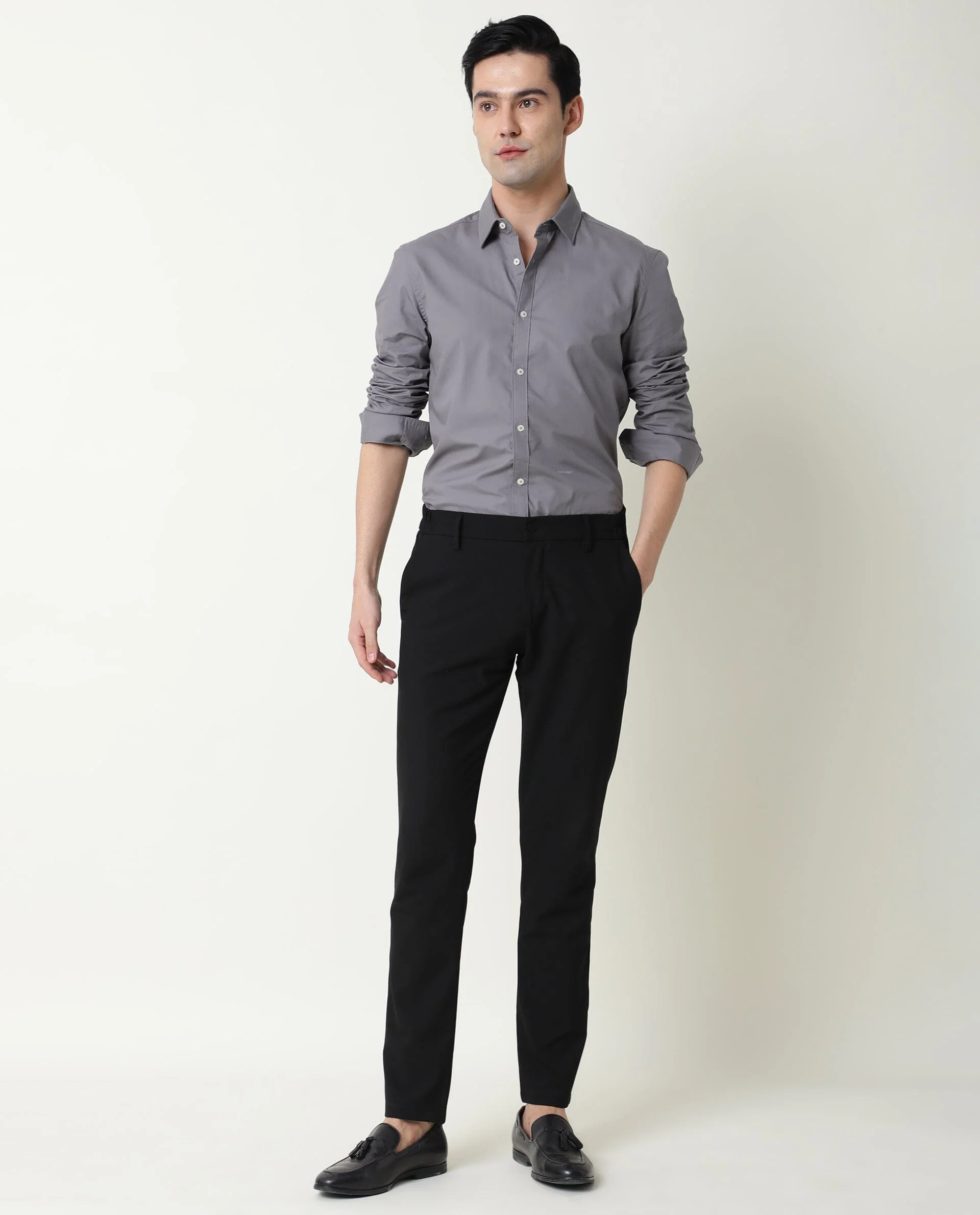 Rare Rabbit Men's Corpo-Zander Grey Cotton Regular Fit Full Sleeve Spread Collar Shirt - Image 2