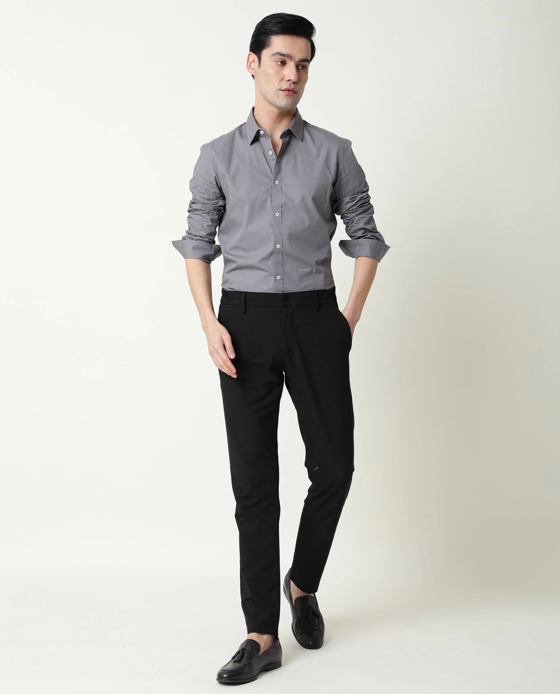 Rare Rabbit Men's Corpo-Zander Grey Cotton Regular Fit Full Sleeve Spread Collar Shirt - Image 6