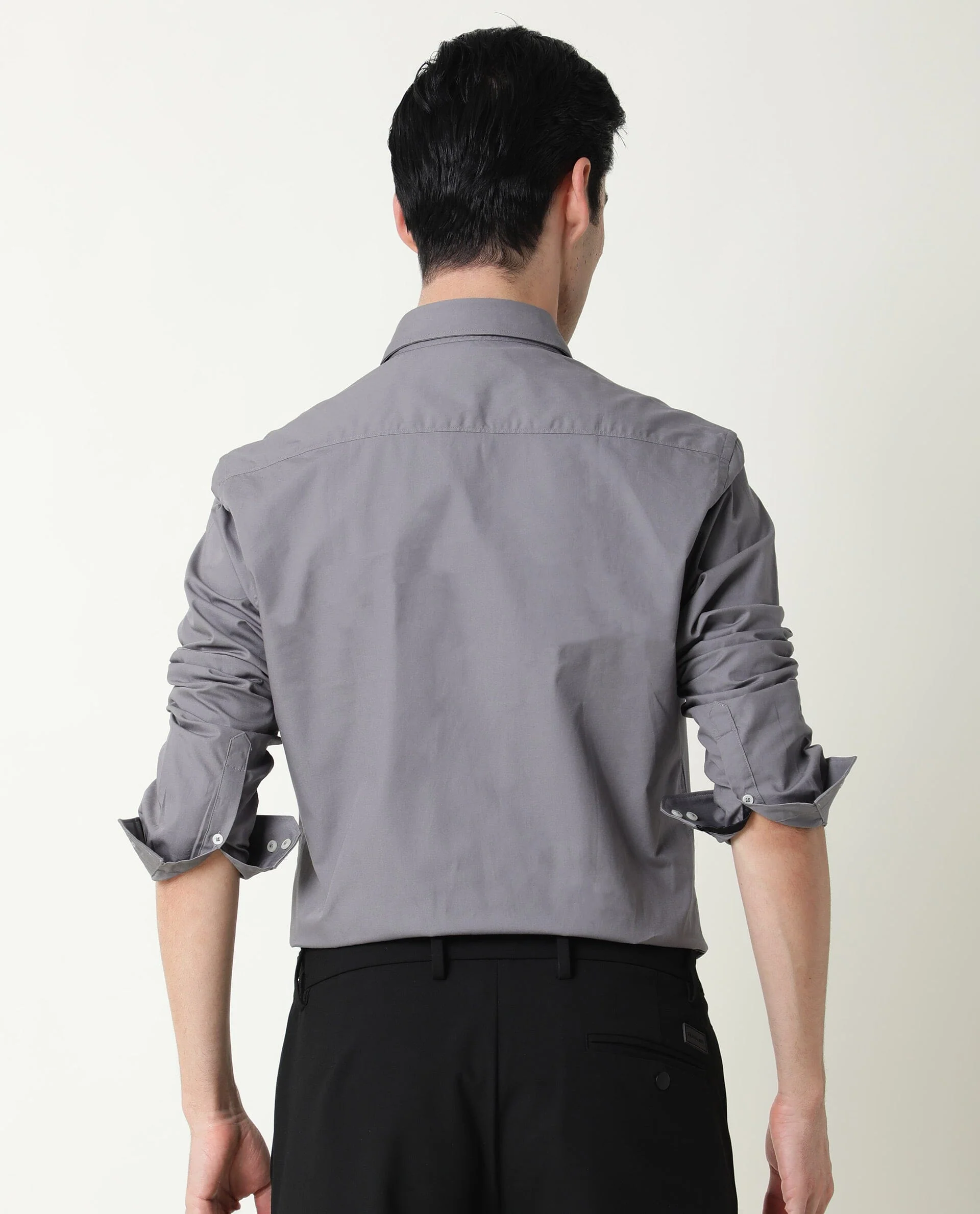 Rare Rabbit Men's Corpo-Zander Grey Cotton Regular Fit Full Sleeve Spread Collar Shirt - Image 7