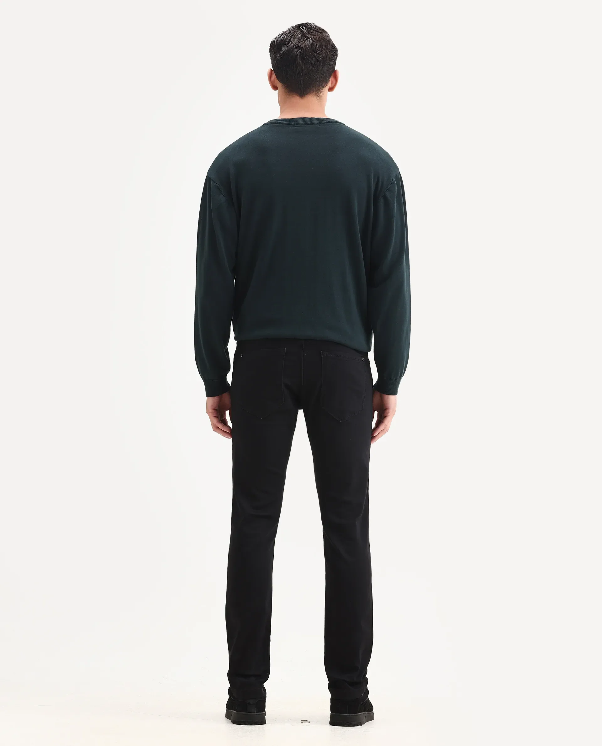 Rare Rabbit Men's Corvo Black Cotton Blend Plain Hawk Slim Fit Jeans - Image 7