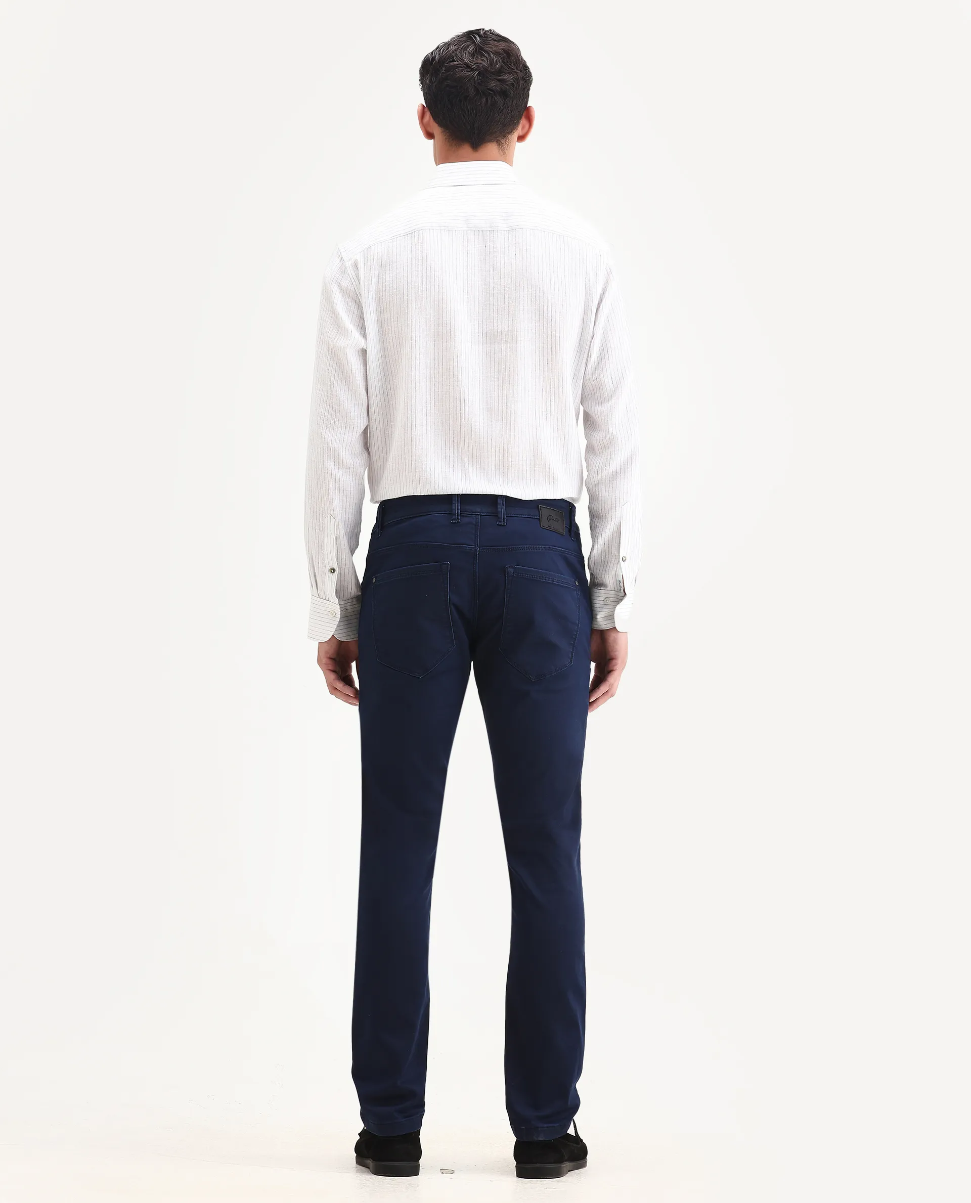 Rare Rabbit Men's Corvo Blue Cotton Blend Plain Hawk Slim Fit Jeans - Image 8