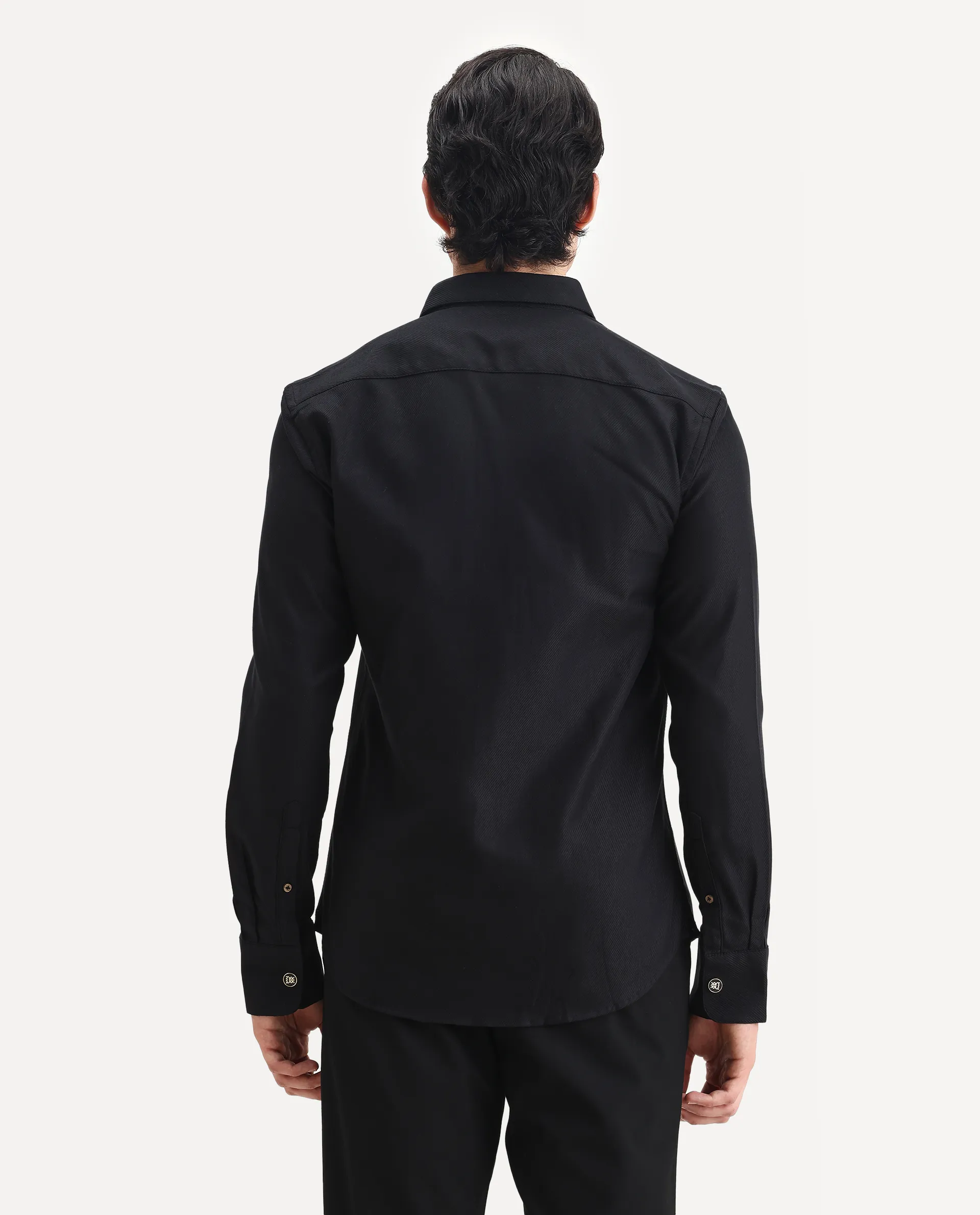 Rare Rabbit Men's Cosa-1 Black Cotton Plain Regular Fit Full Sleeve Collared Shirt - Image 7