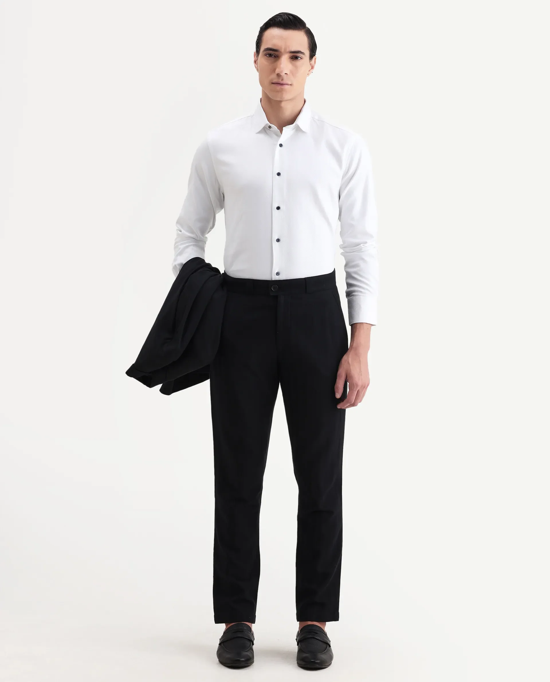 Rare Rabbit Men's Cosa-1 White Cotton Plain Regular Fit Full Sleeve Collared Shirt - Image 2