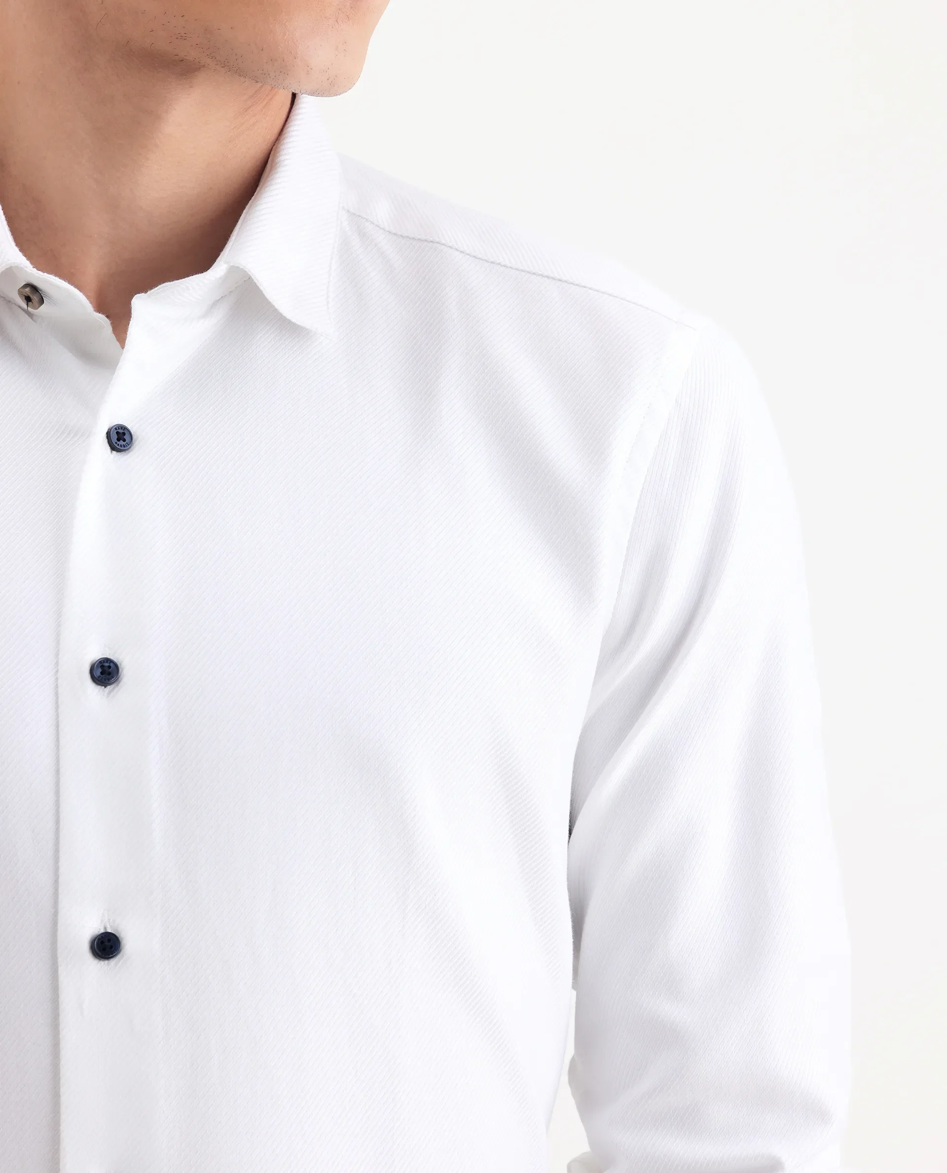 Rare Rabbit Men's Cosa-1 White Cotton Plain Regular Fit Full Sleeve Collared Shirt - Image 3