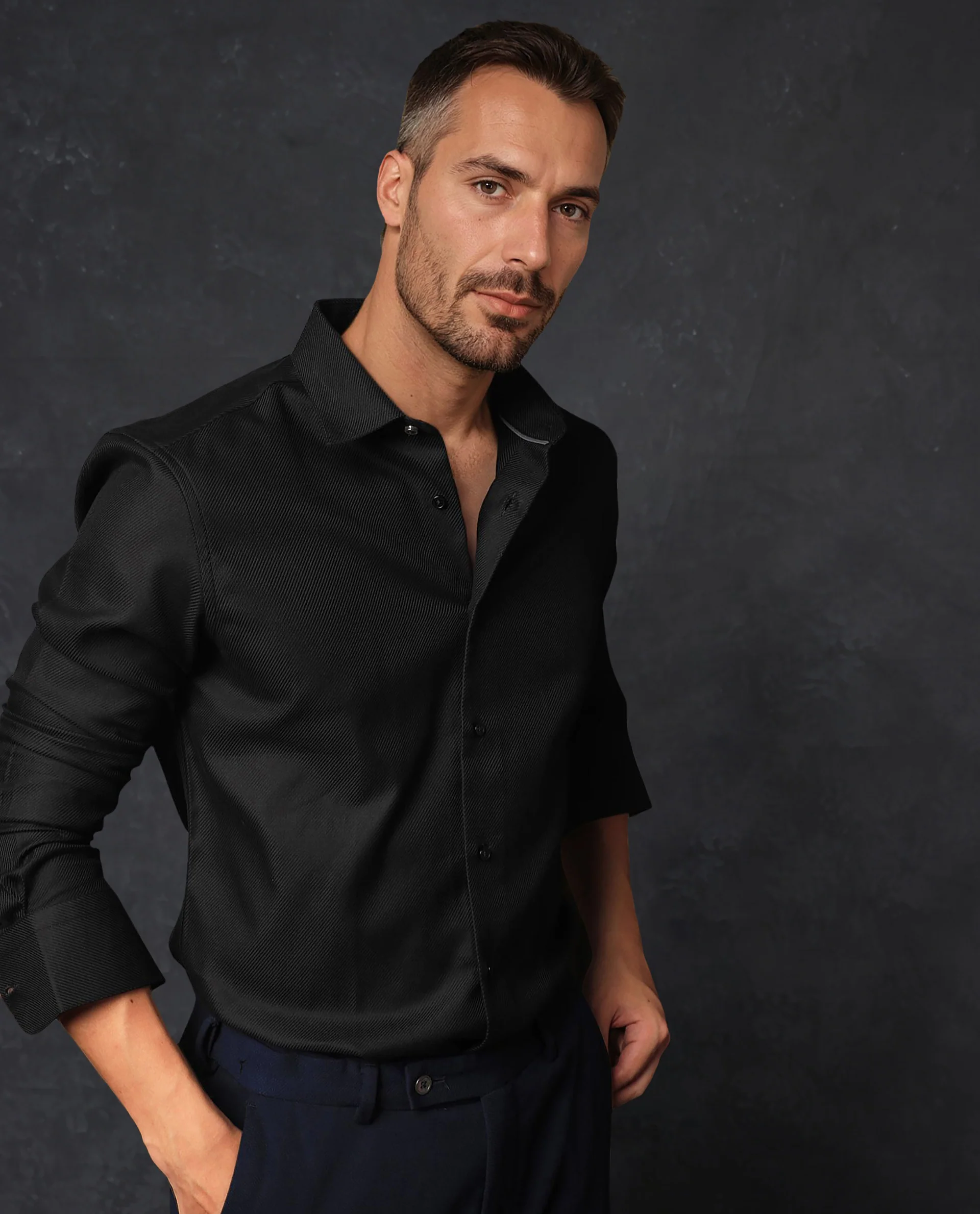 Rare Rabbit Men's Cosa Black Plain Regular Fit Full Sleeve Collared Shirt - Image 6